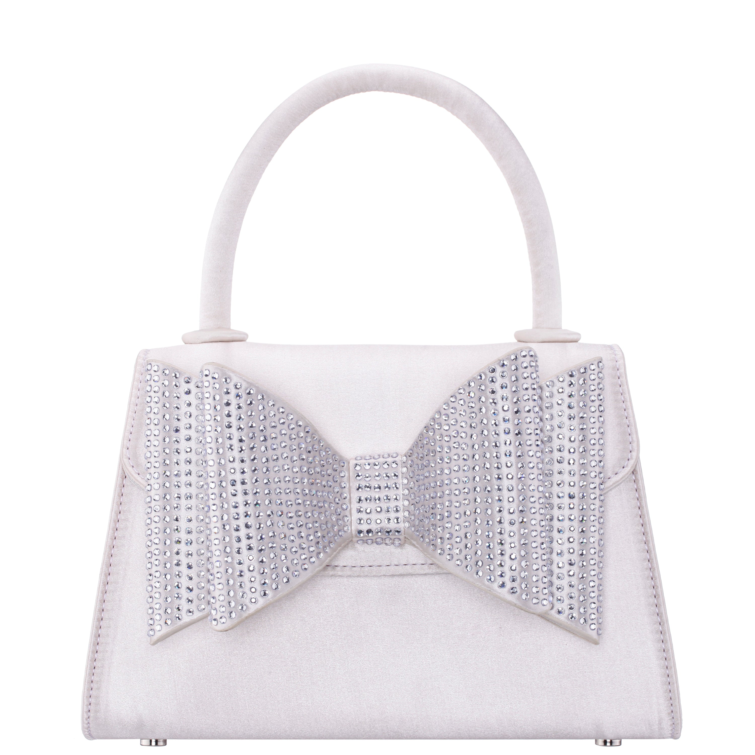 みな子様　シュクリエバッグ①40cm zipper Womens Alila Beige Satin/Glass Crystal Satchel Bag | Nina Shoes
