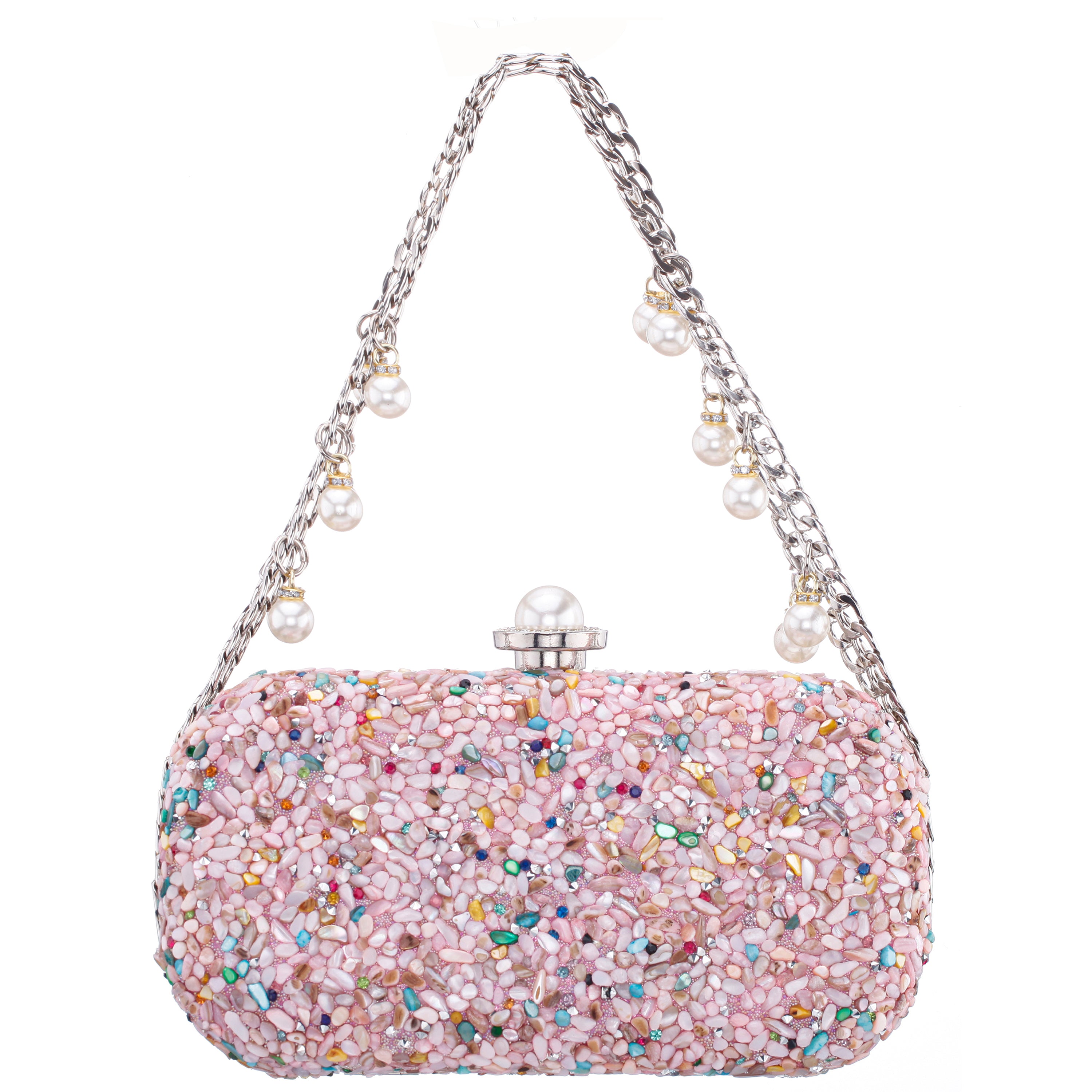 みな子様　シュクリエバッグ①40cm zipper Womens Harmony Pink Rock Candy Hotfix Minaudiere | Nina Shoes