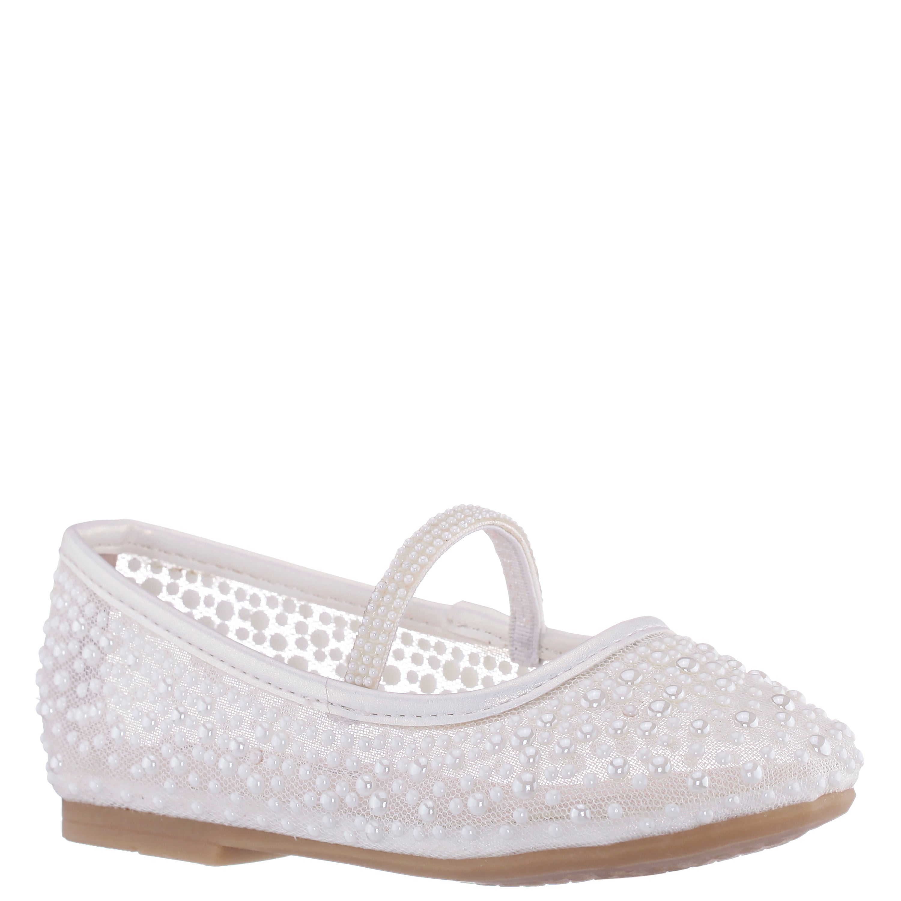Girls Jax White Pearl Ballet Flats | Nina Shoes