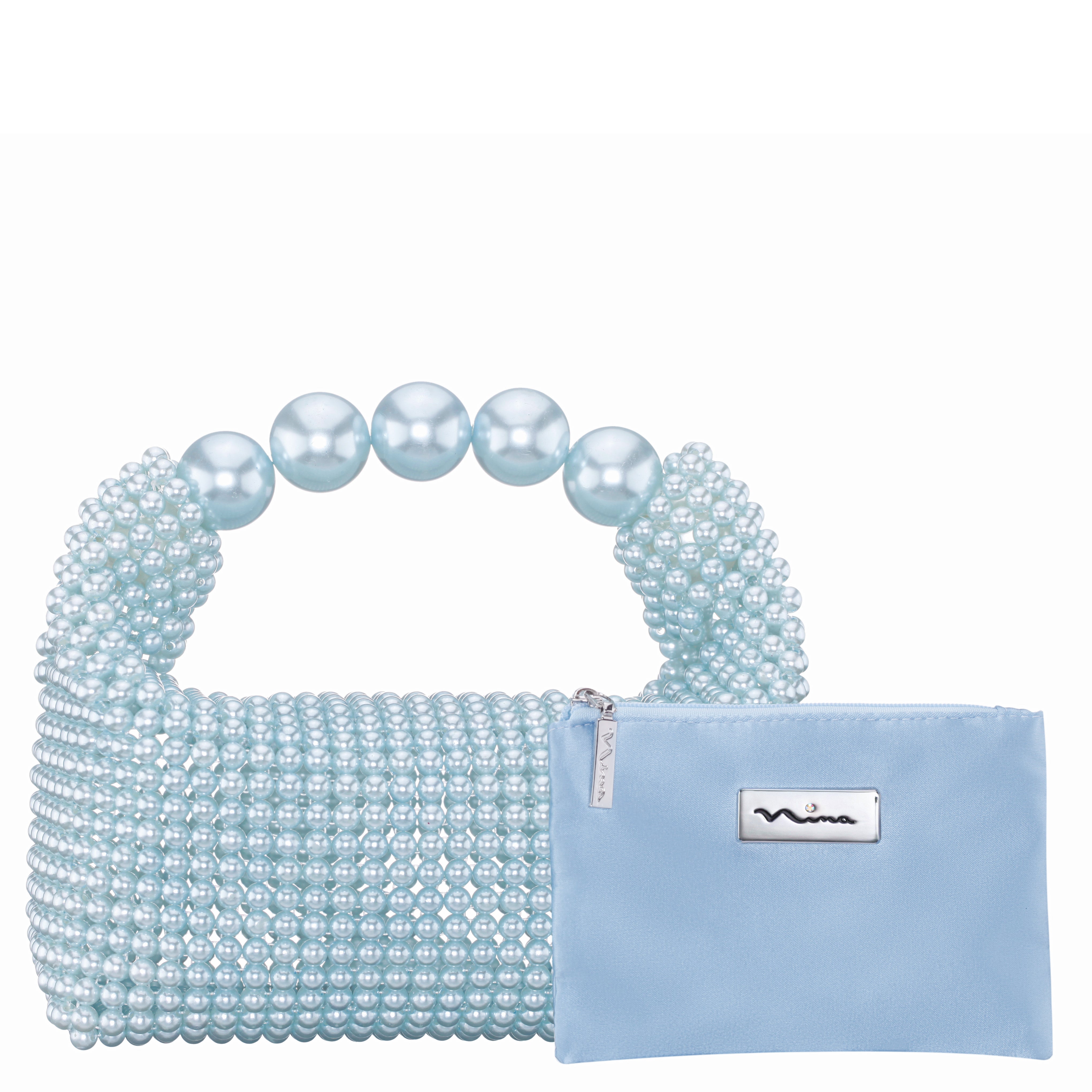 Womens Kiki Blue Plastic Pearl Hobo Bag | Nina Shoes