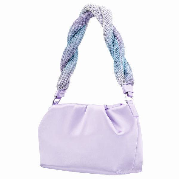 ASOS DESIGN shoulder bag with crystal strapping detail in pink