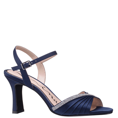 Nina Women s Agnes Satin Sandal Blue Sandal Heels 7.5