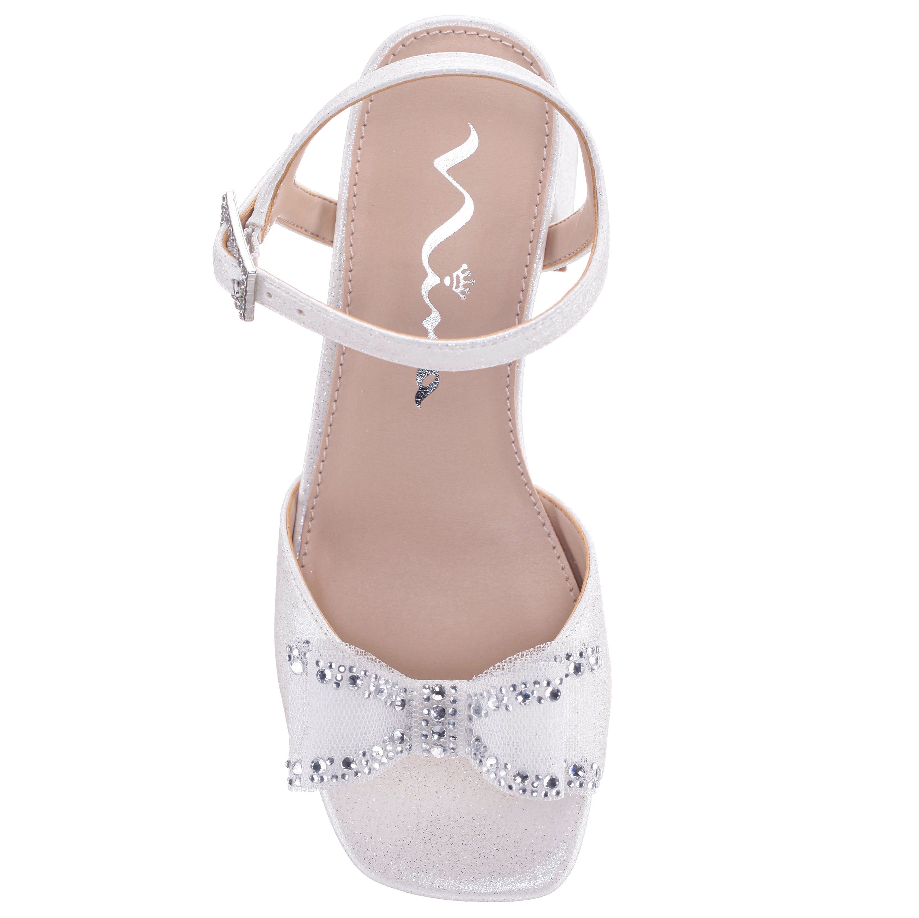 nina Girls Aiza White Glitter Heel Platform Sandal | Nina Shoes