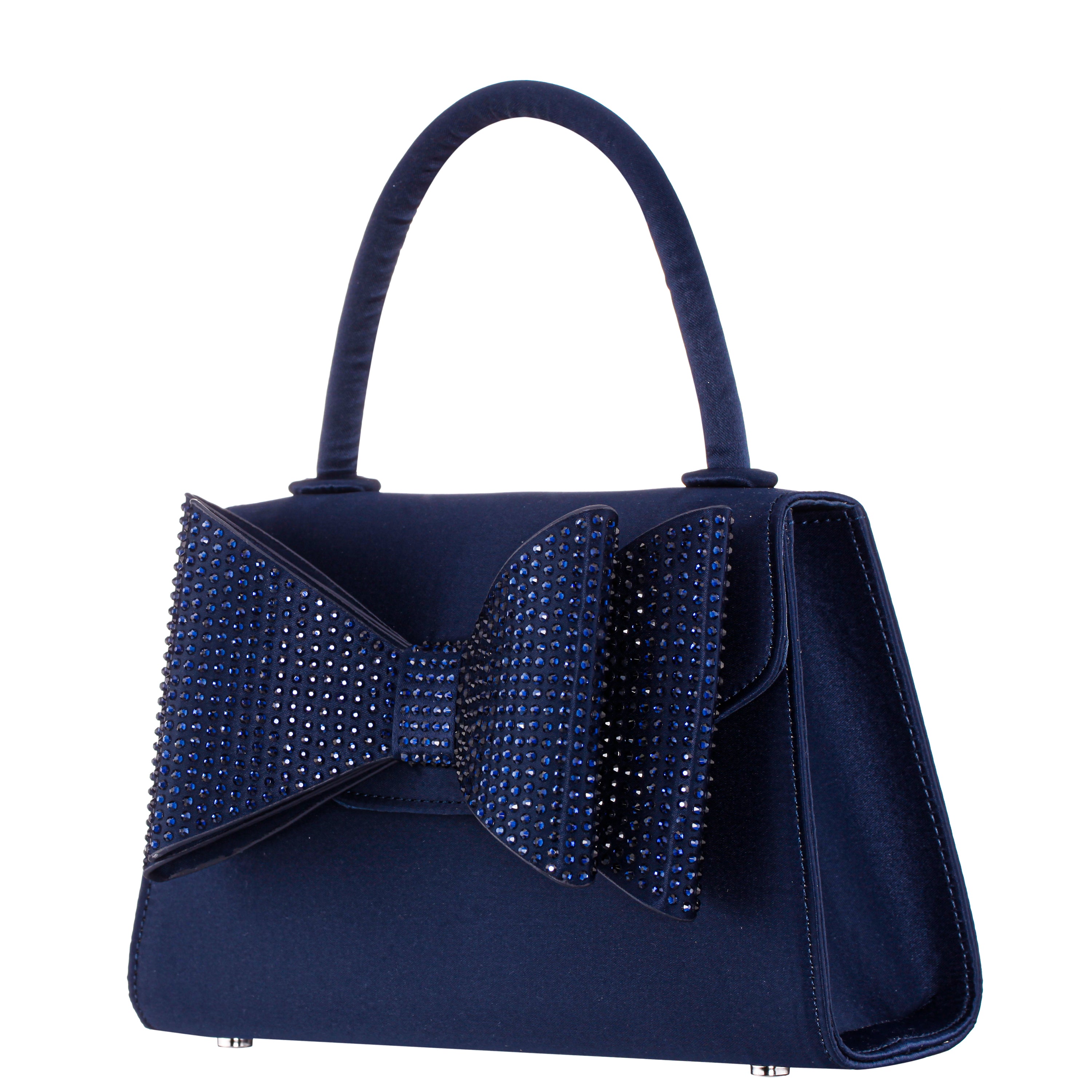Womens Alila Blue Satin/Glass Crystal Satchel Bag | Nina Shoes