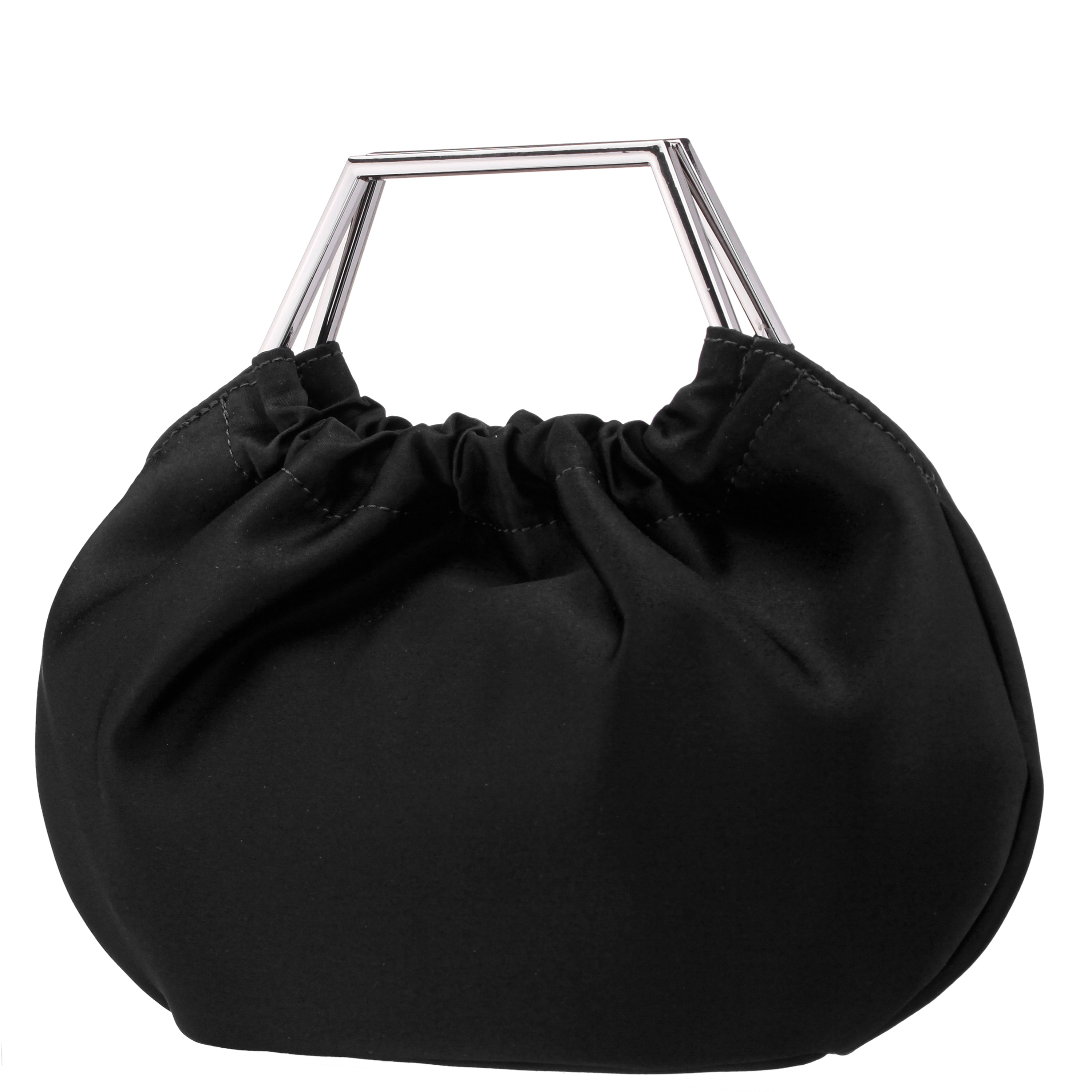 【muna様】AYAKO BAG  Purse Bag /BLACK Womens Allison Black Metal Handle Satin Pouch Bag | Nina Shoes