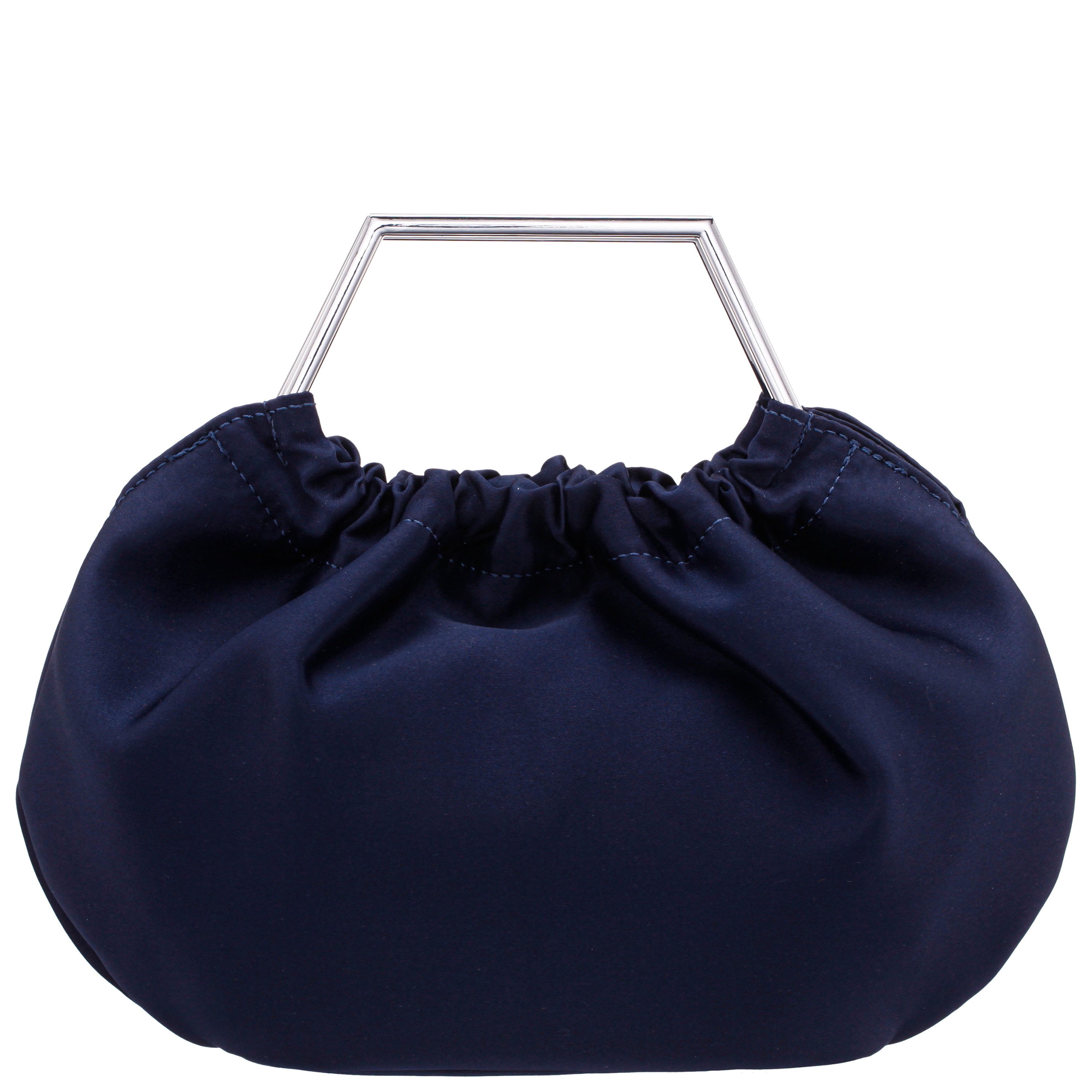 Womens Allison Blue Metal Handle Satin Pouch Bag | Nina Shoes