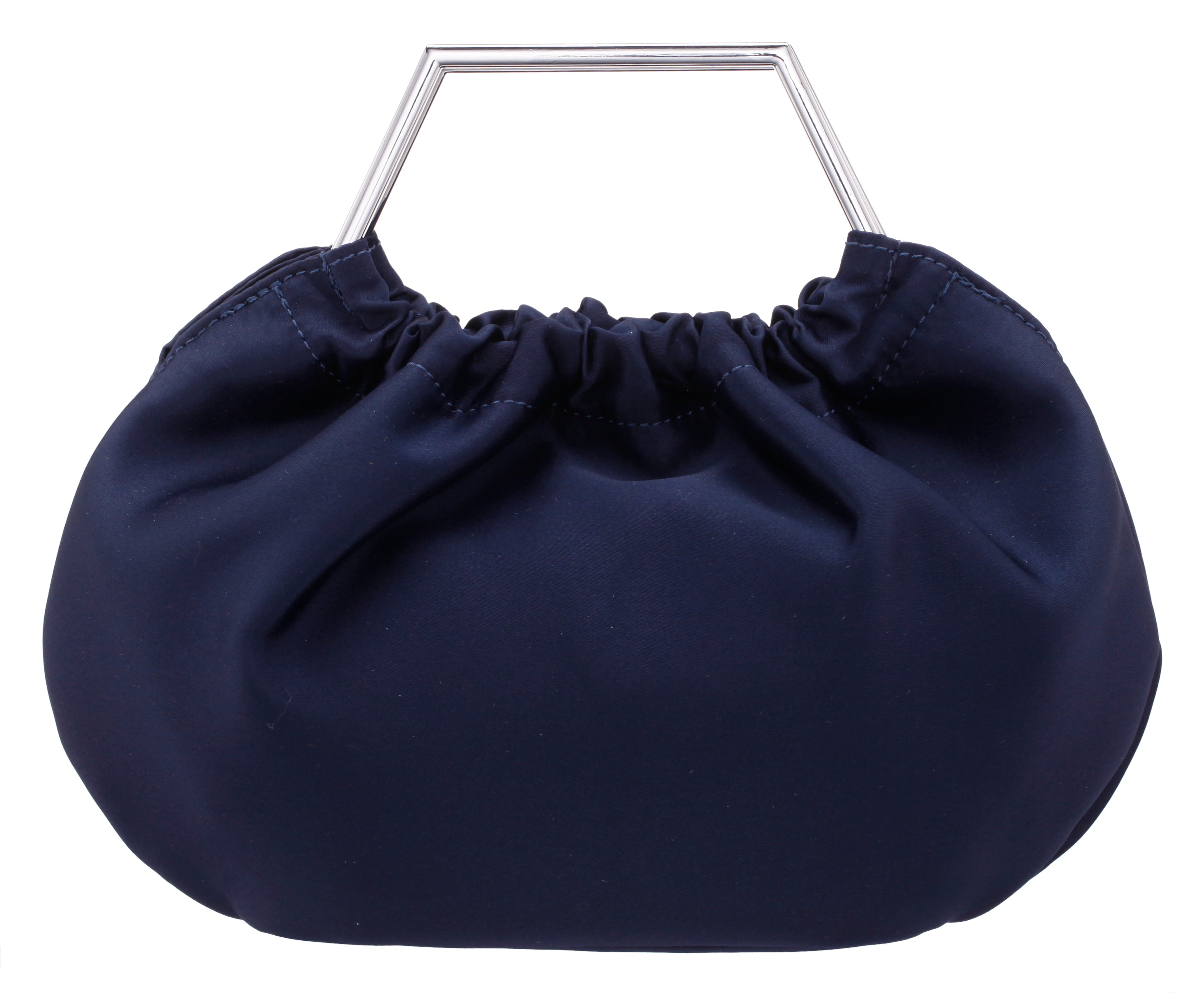 Womens Allison Blue Metal Handle Satin Pouch Bag | Nina Shoes