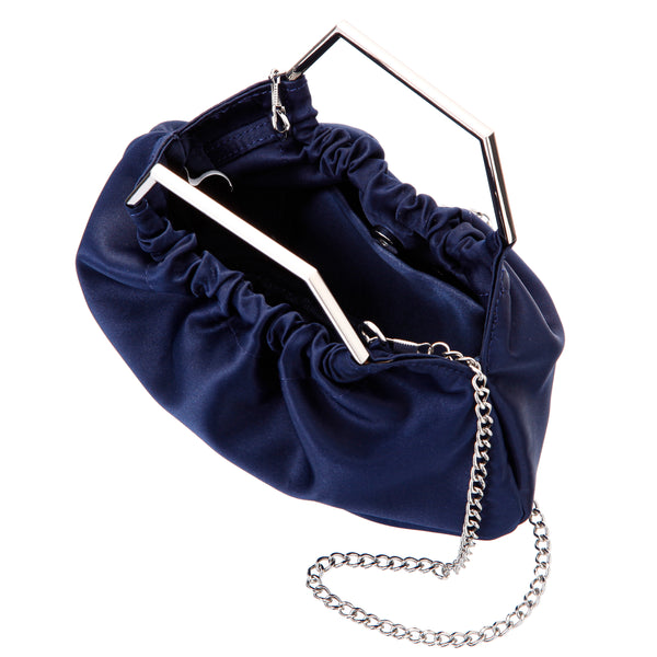 Navy satin bag sale