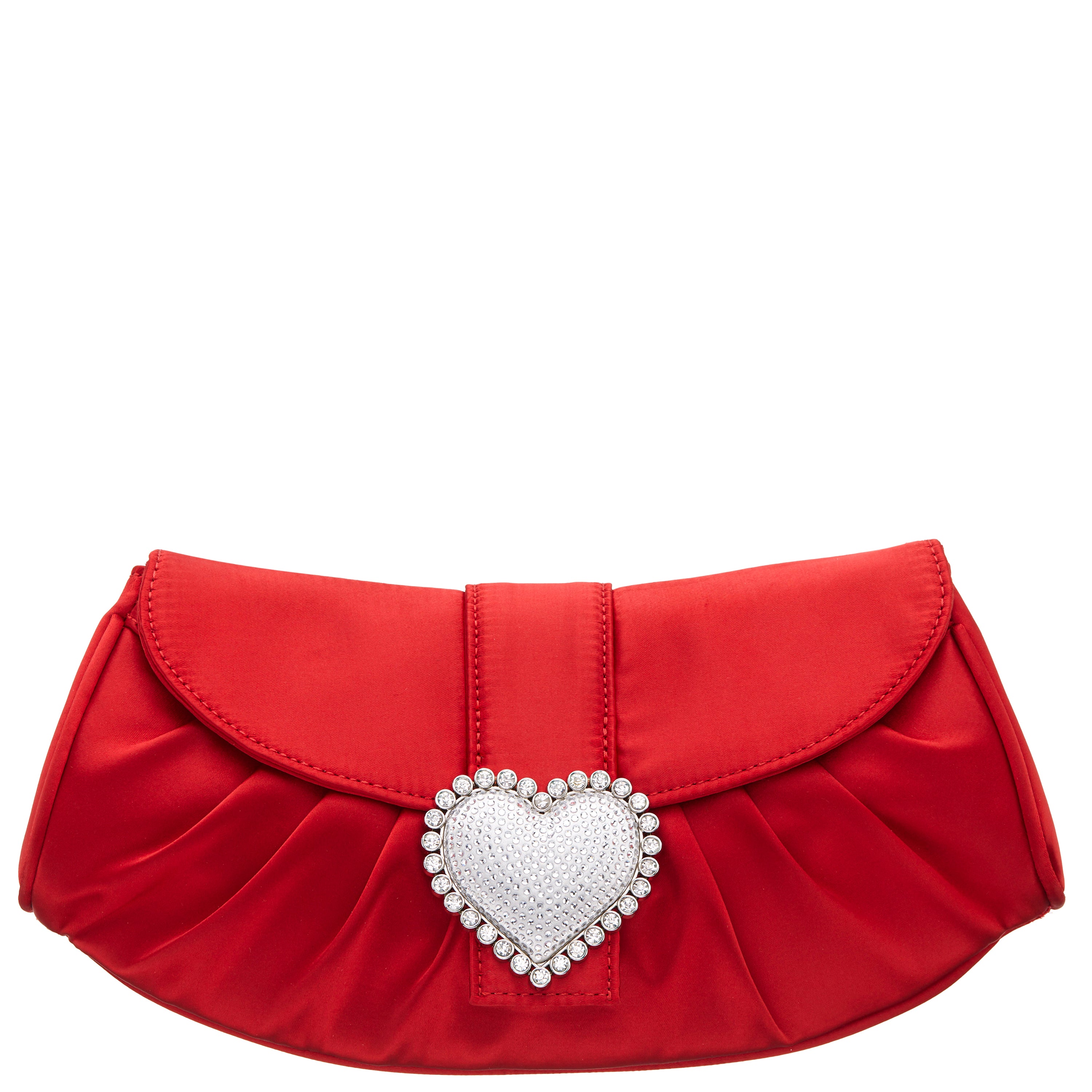 Womens Apolina Red Crystal Heart Adorned Clutch | Nina Shoes