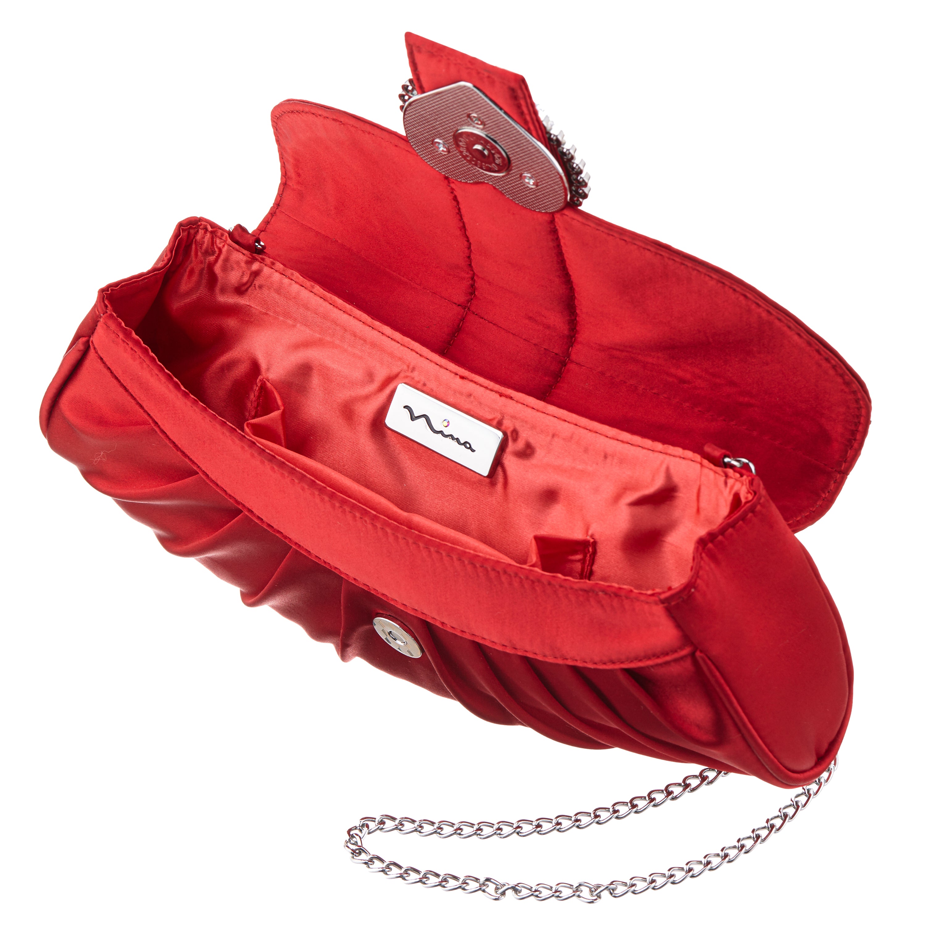 Womens Apolina Red Crystal Heart Adorned Clutch | Nina Shoes