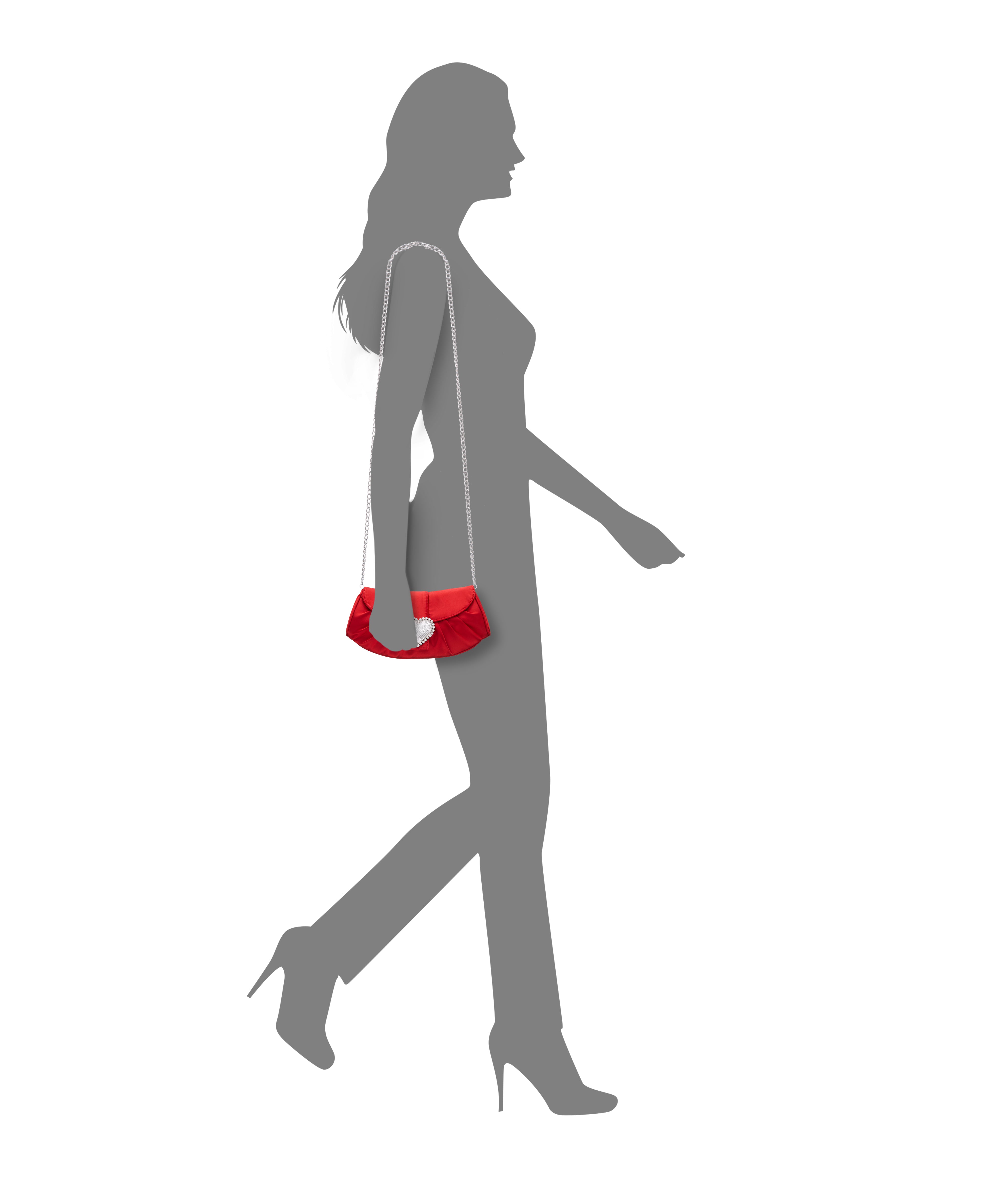 Womens Apolina Red Crystal Heart Adorned Clutch | Nina Shoes
