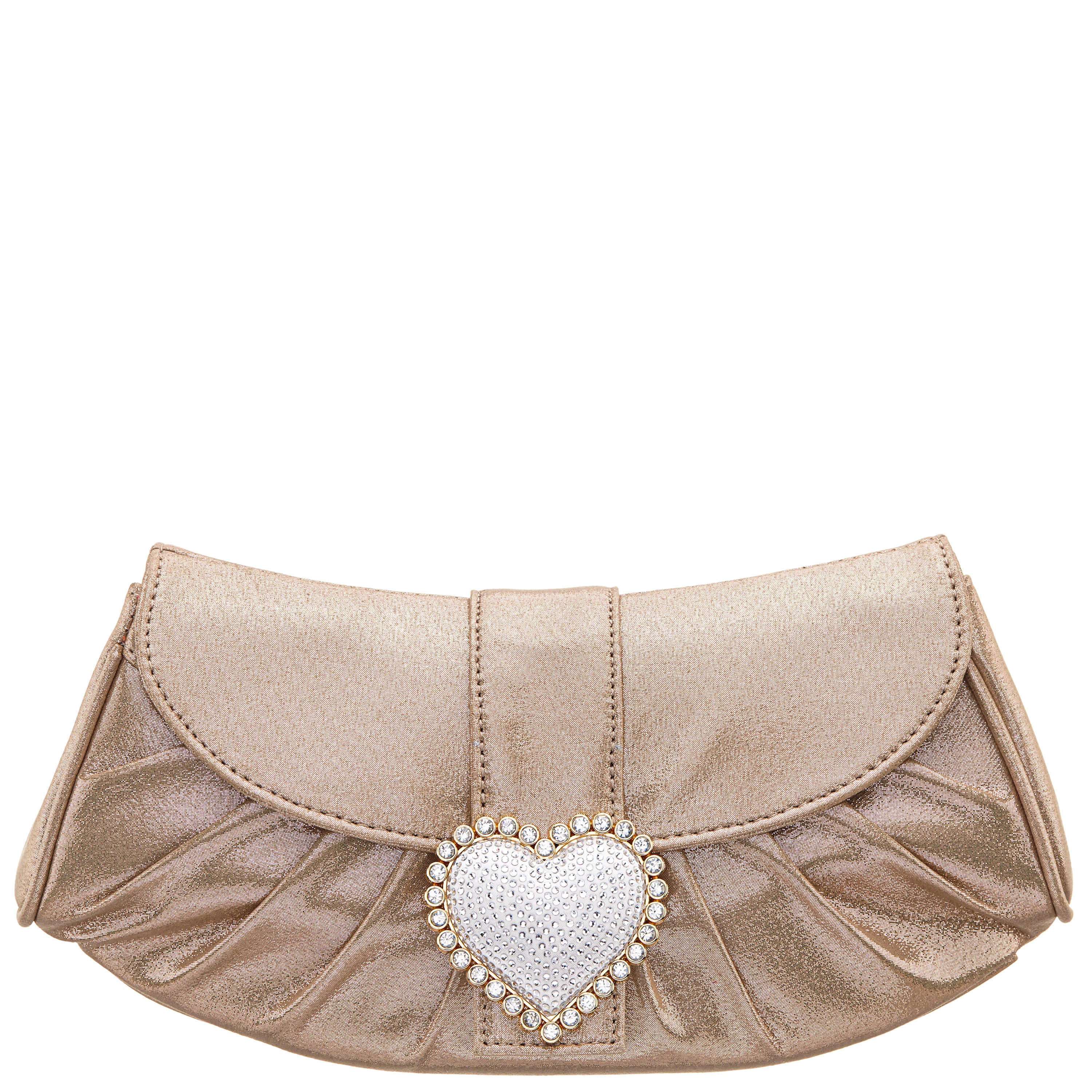 Womens Apolina Beige Crystal Heart Adorned Clutch | Nina Shoes
