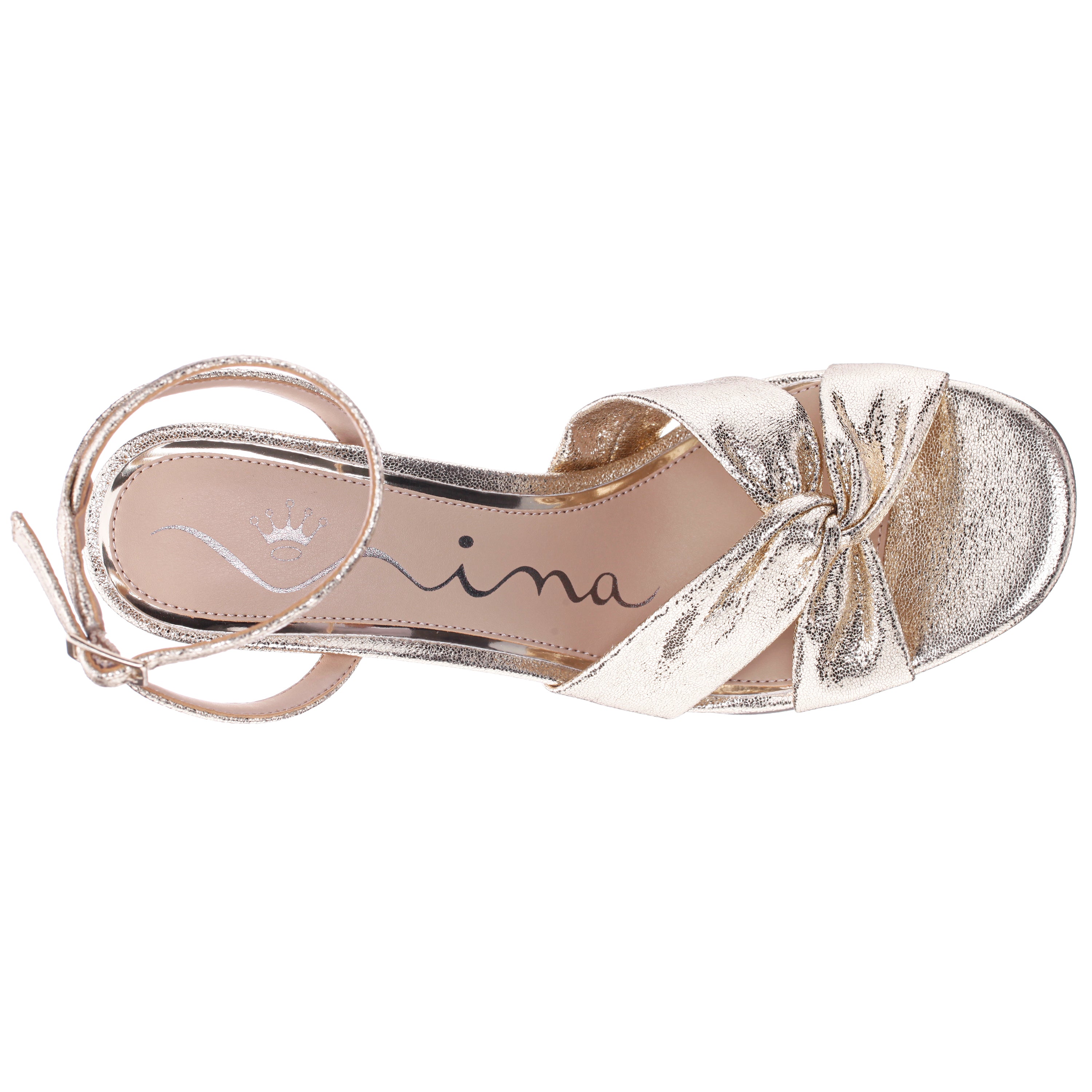 Womens Ashley Platino Shimmer Block-Heel Sandals | Nina Shoes