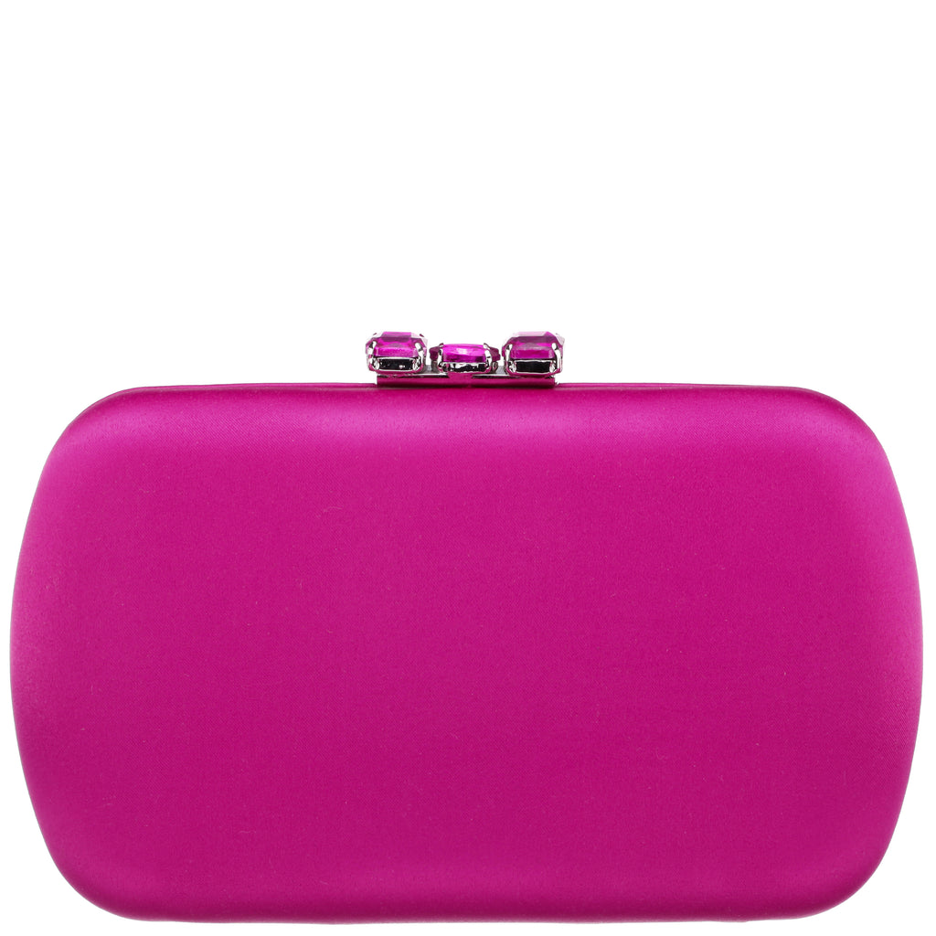 BETZY-PARFAIT PINK SATIN MINAUDIERE WITH CHUNKY CRYSTAL CLASP – Nina Shoes