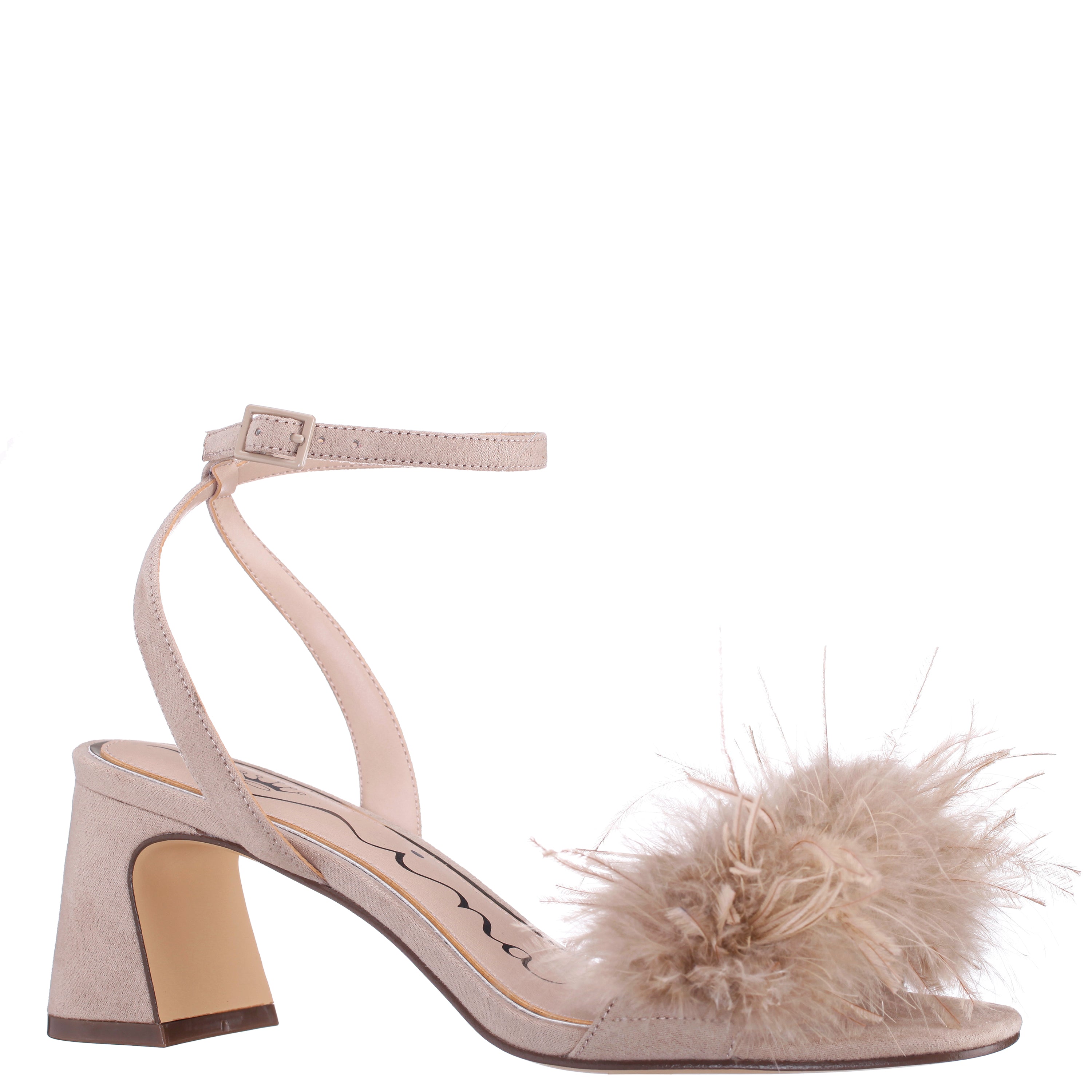Womens Bev Beige Ankle Strap Mid-Heel Sandals | Nina Shoes