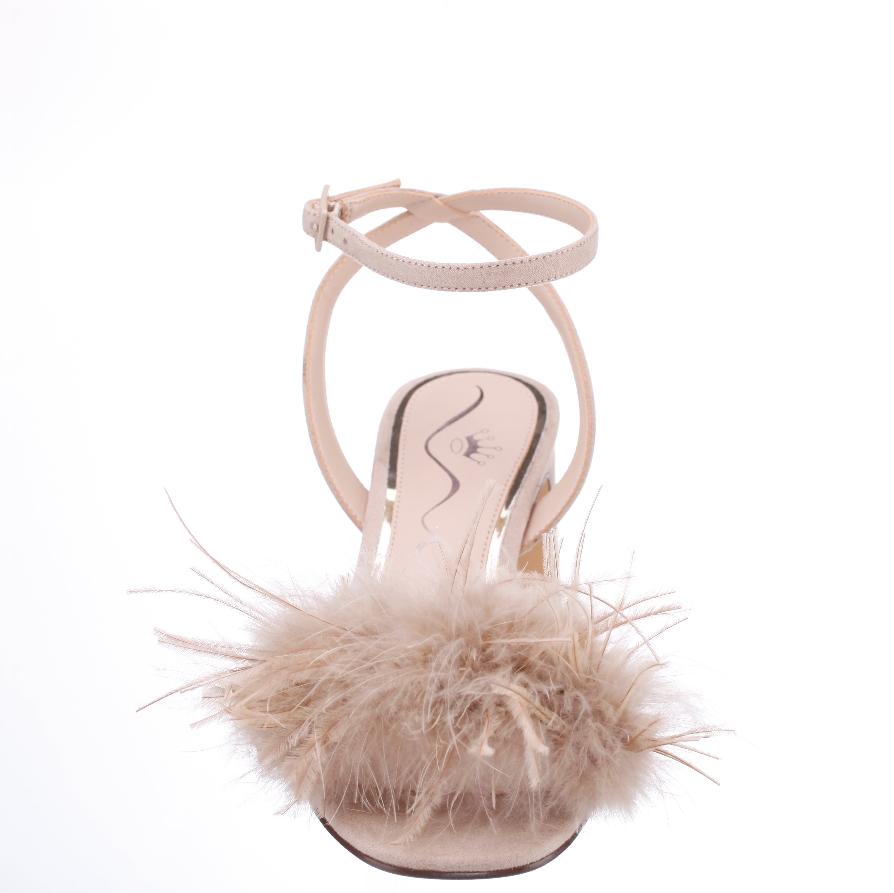 Womens Bev Beige Ankle Strap Mid-Heel Sandals | Nina Shoes