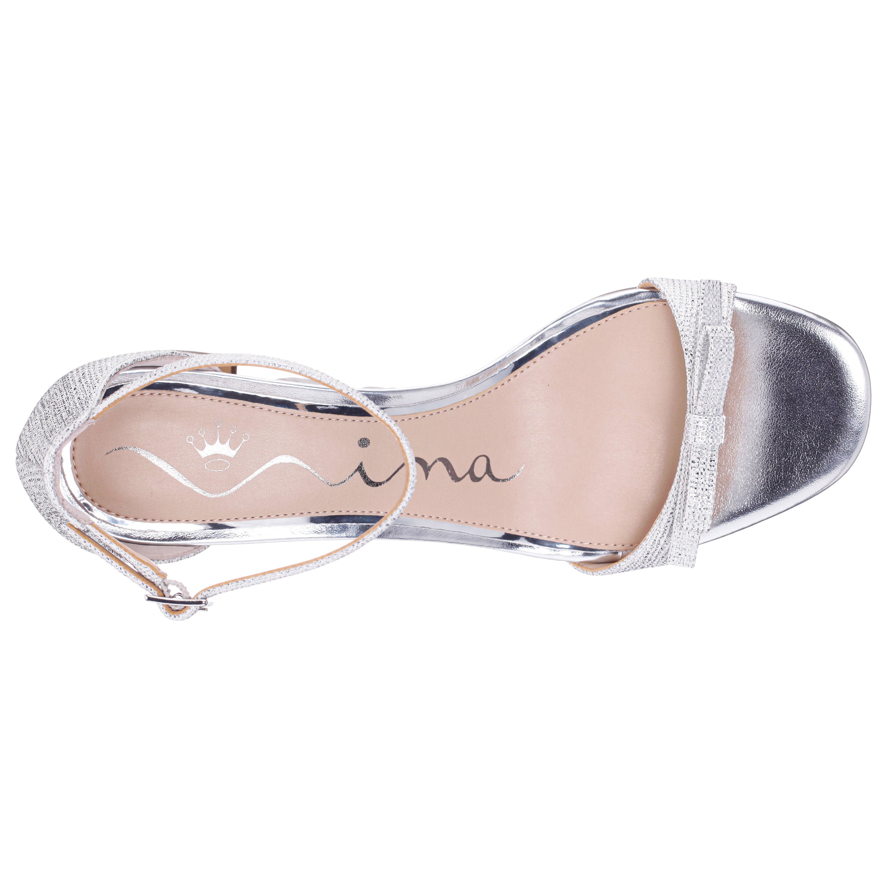 Womens Bia Silver Sandal Mid-Heel | Nina Shoes