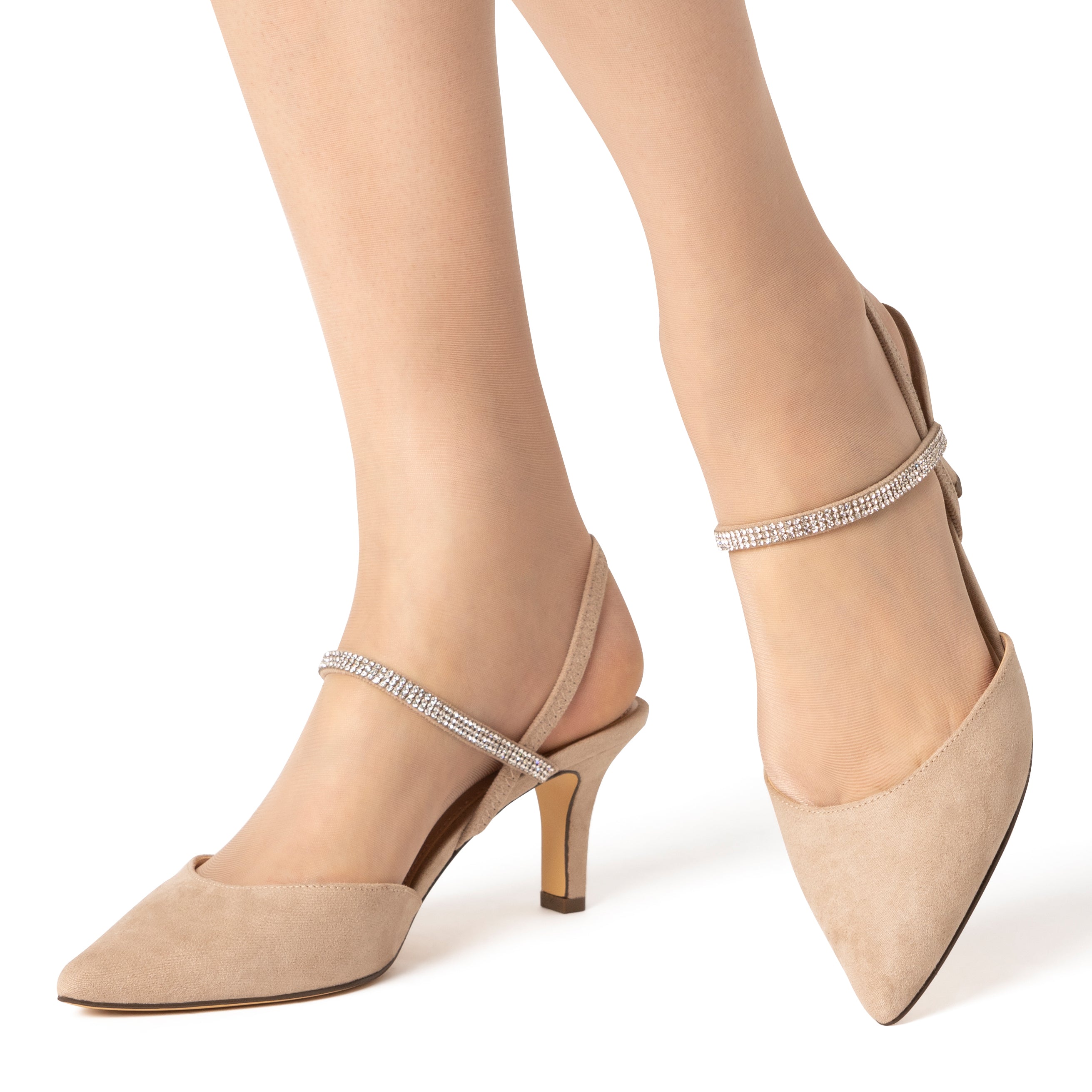 Billie ハルナ サインポラ 220812 Womens Billie Tan Suedette Mid-heel Pumps | Nina Shoes