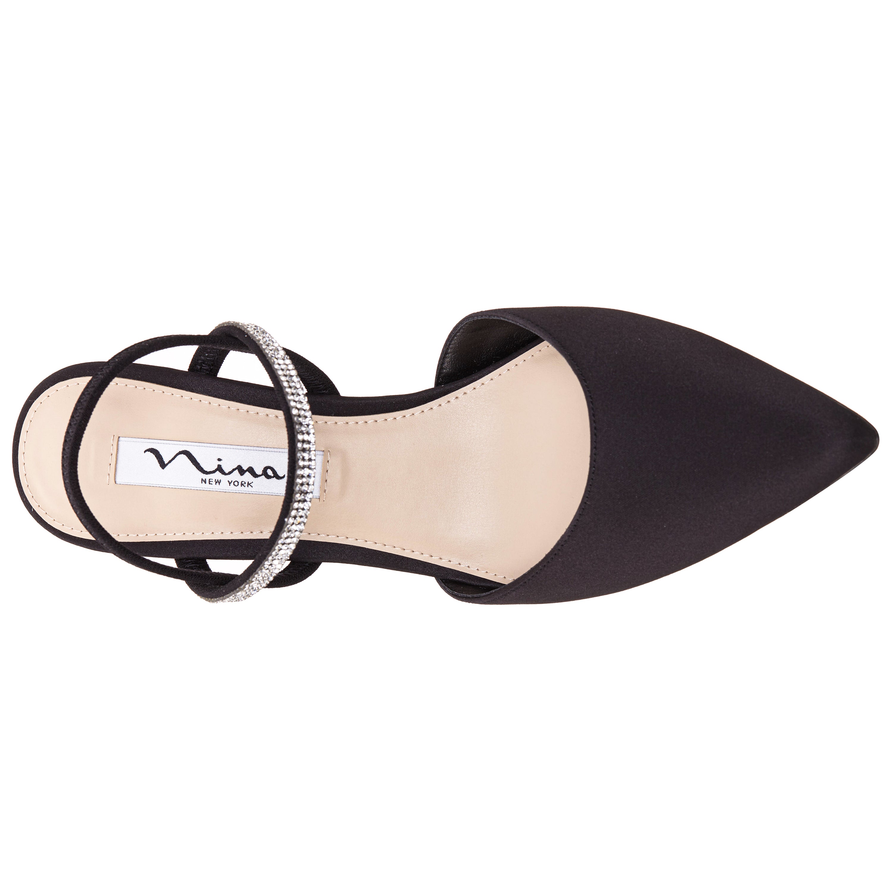 Womens Billie Black Satin Mid-Heel Pumps | Nina Shoes