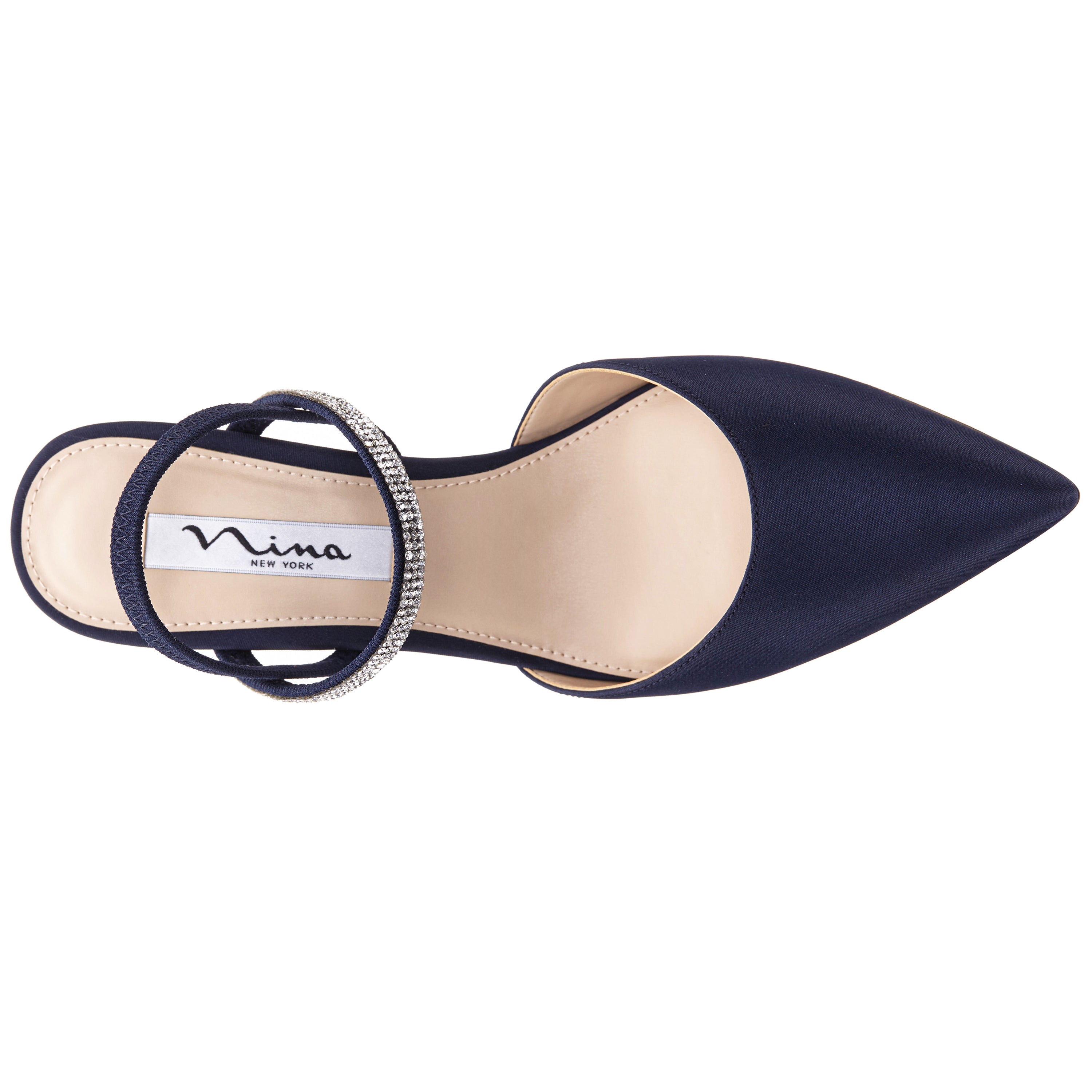 Womens Billie Blue Satin Mid-Heel Pumps | Nina Shoes