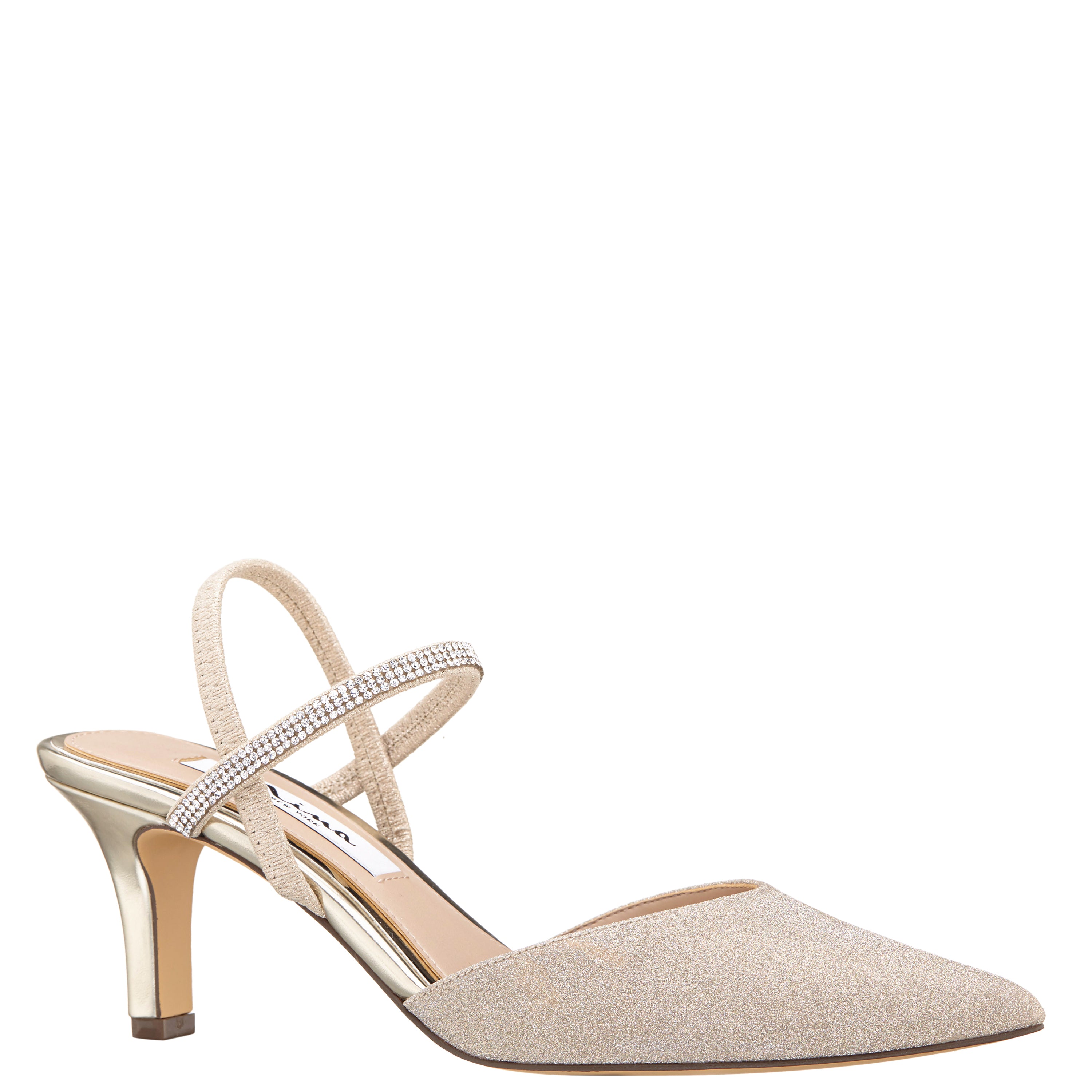 Womens Billie Platino Glitter Mid-Heel Pumps | Nina Shoes