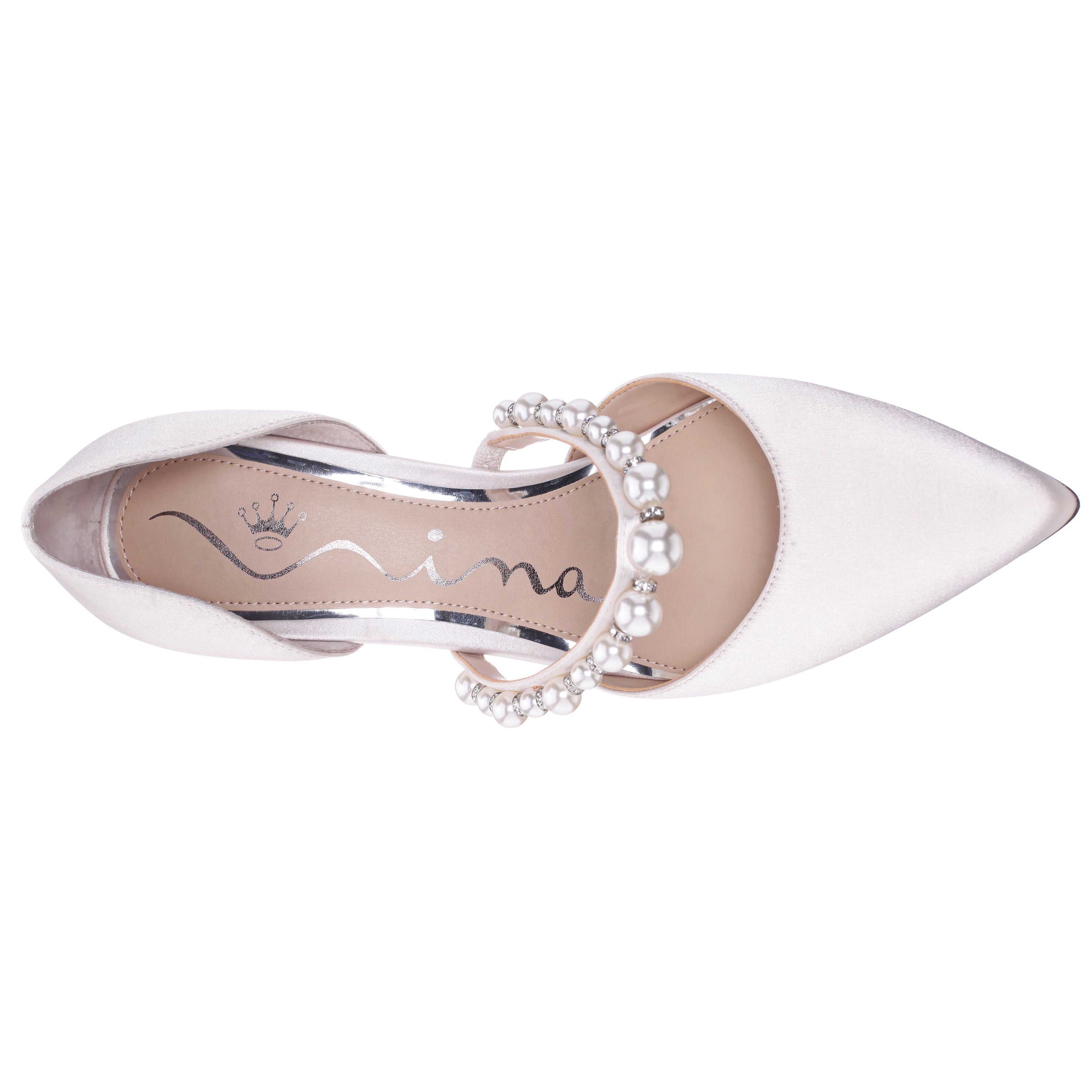 Womens Blair White Satin Mid-Heel Pumps | Nina Shoes