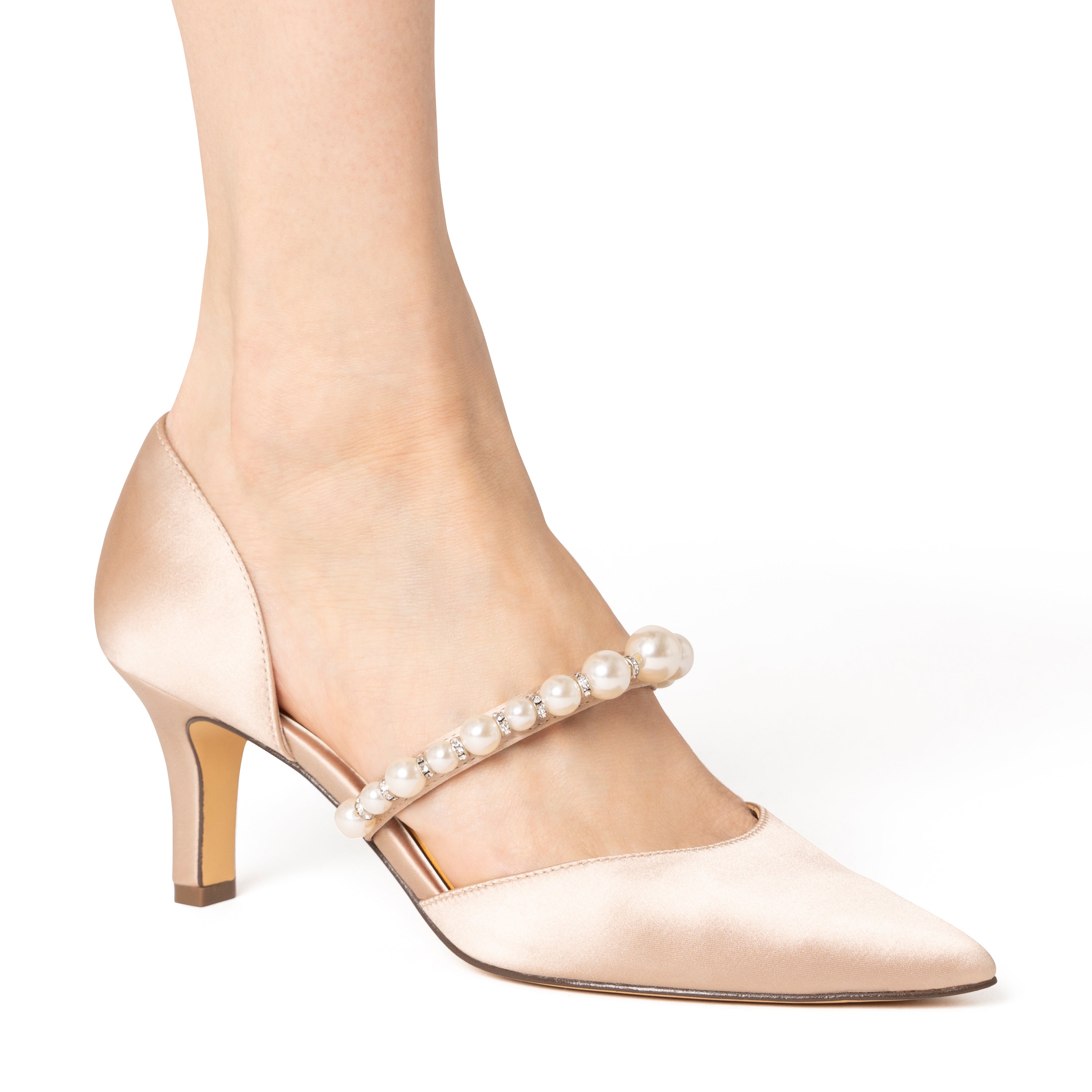 Womens Blair Pearl Rose Satin Mid-Heel Pumps | Nina Shoes