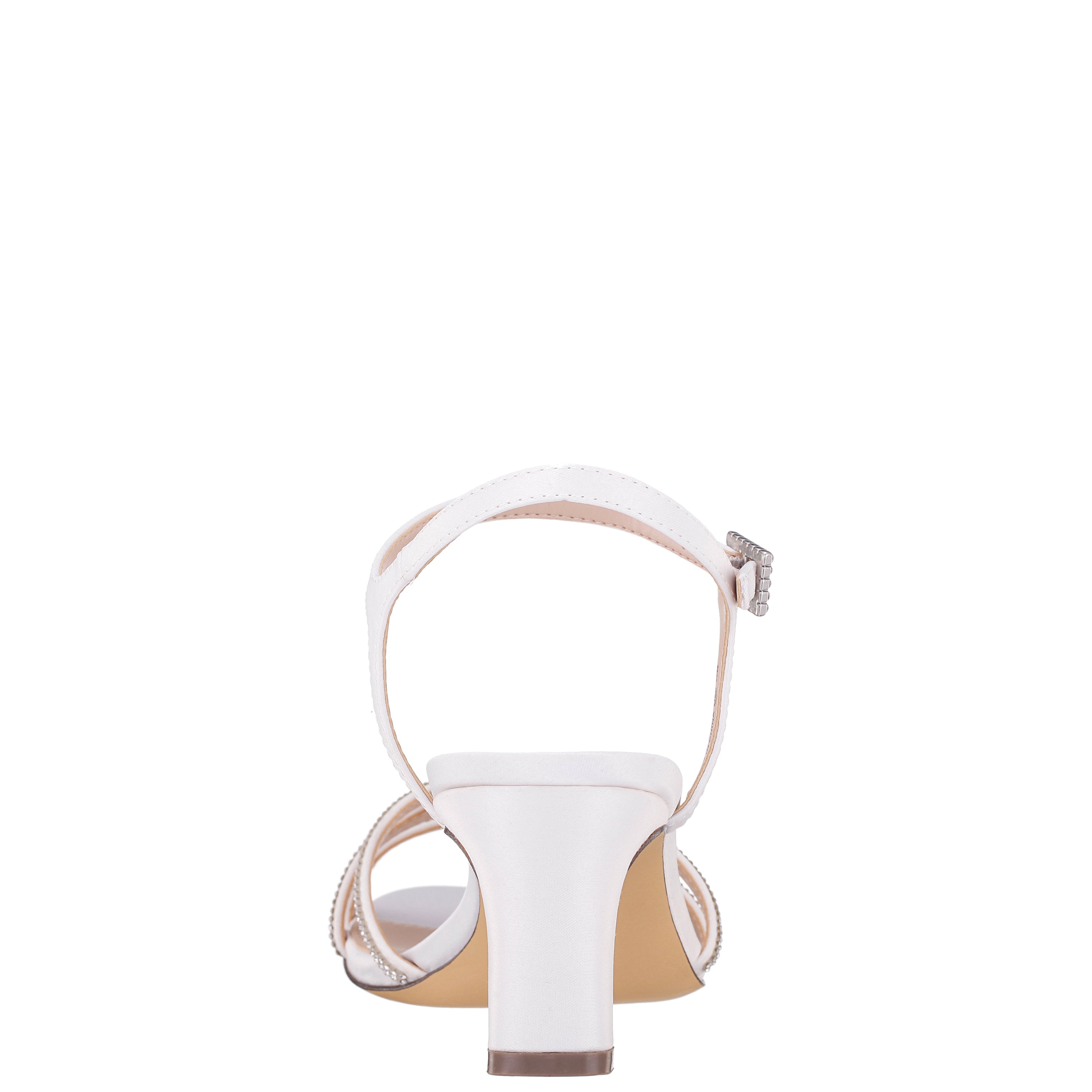 NinaホワイトXS Womens Stacie White Satin Block-Heel Platform Sandals with Twist