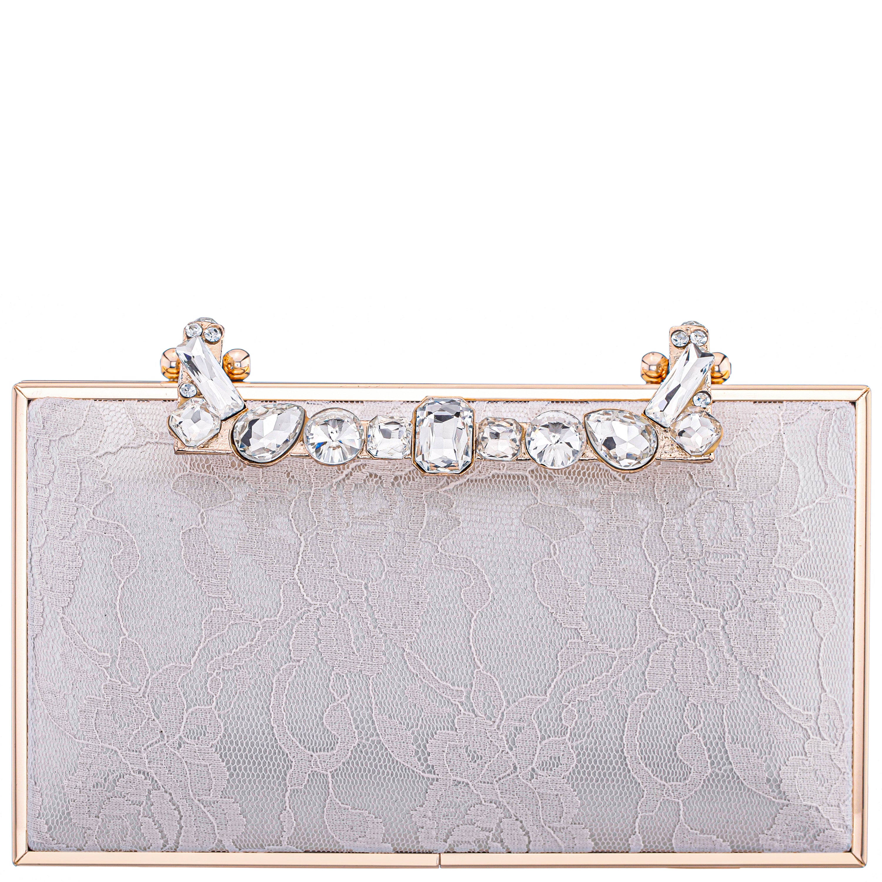 Womens Boujee-L Beige Lace Minaudiere | Nina Shoes