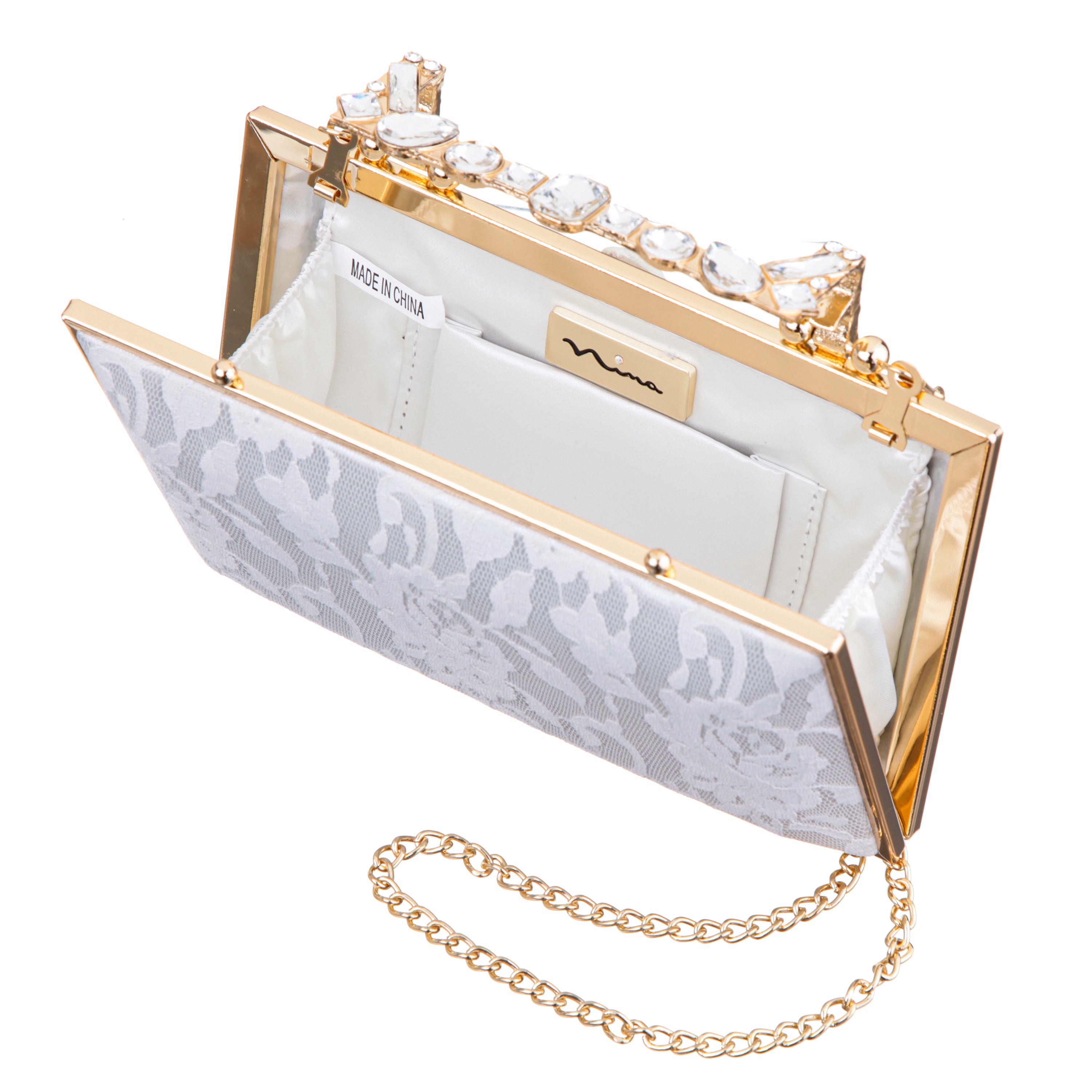Womens Boujee-L Beige Lace Minaudiere | Nina Shoes