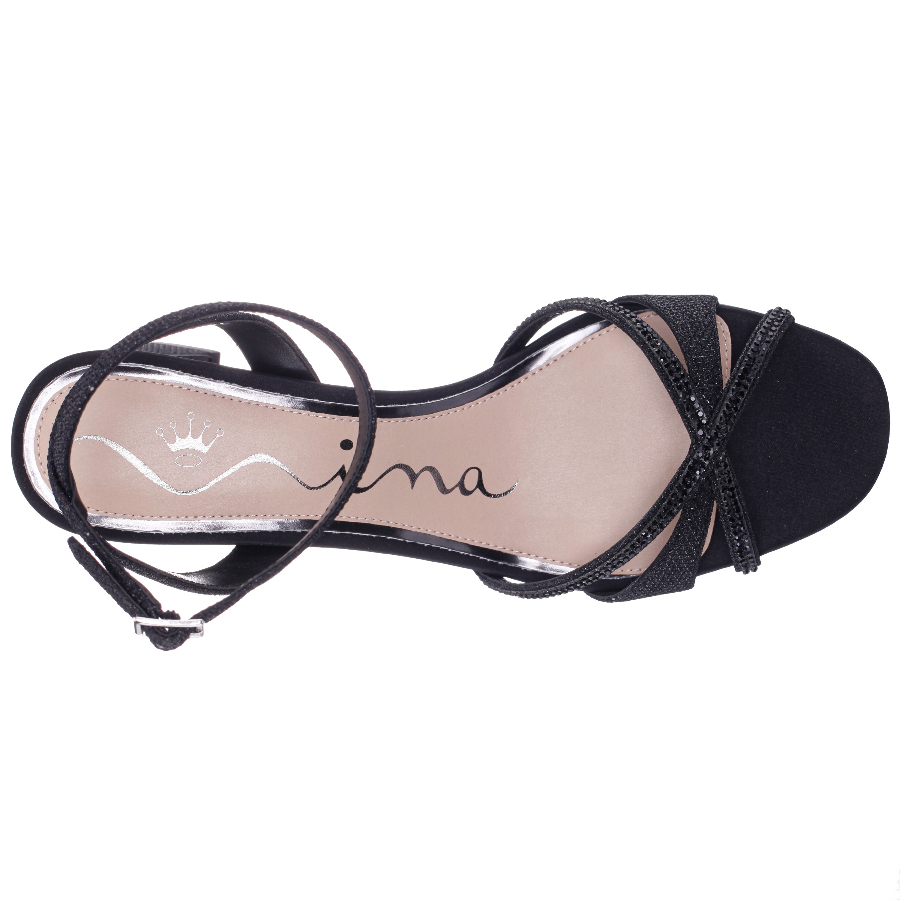 Womens Bracha Black Block-Heel Sandals | Nina Shoes