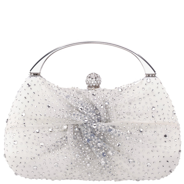 Womens Brando-Cc Beige Chiffon/Satin/Glass Crystal Minaudiere