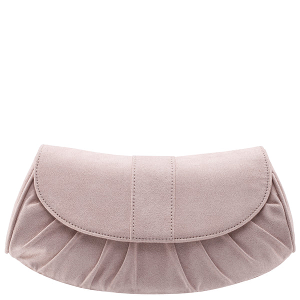 BRENDYL-ALAMO TAN FAUX SUEDE FLAP CLUTCH