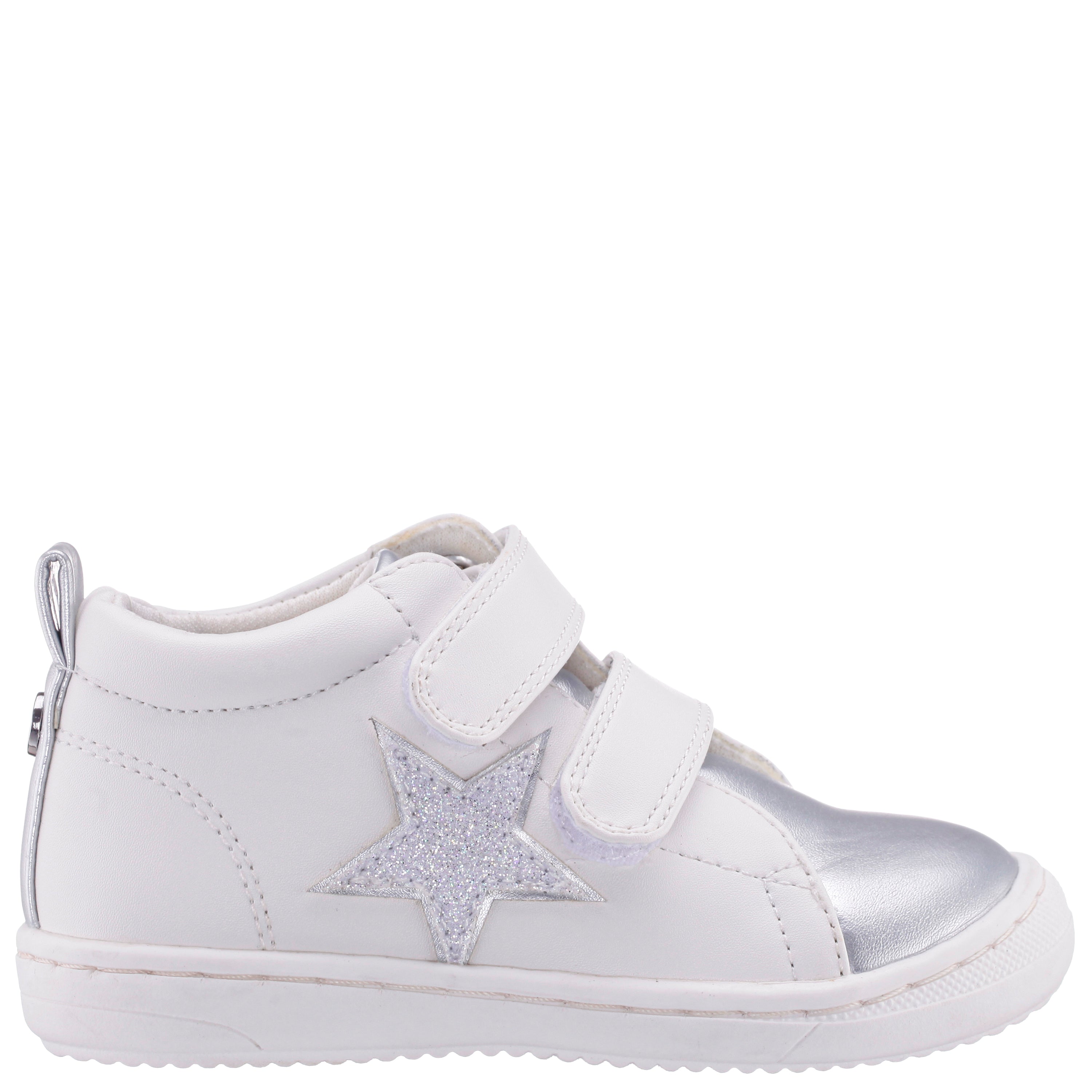 Girls Brinkly White Velcro Sneakers | Nina Shoes