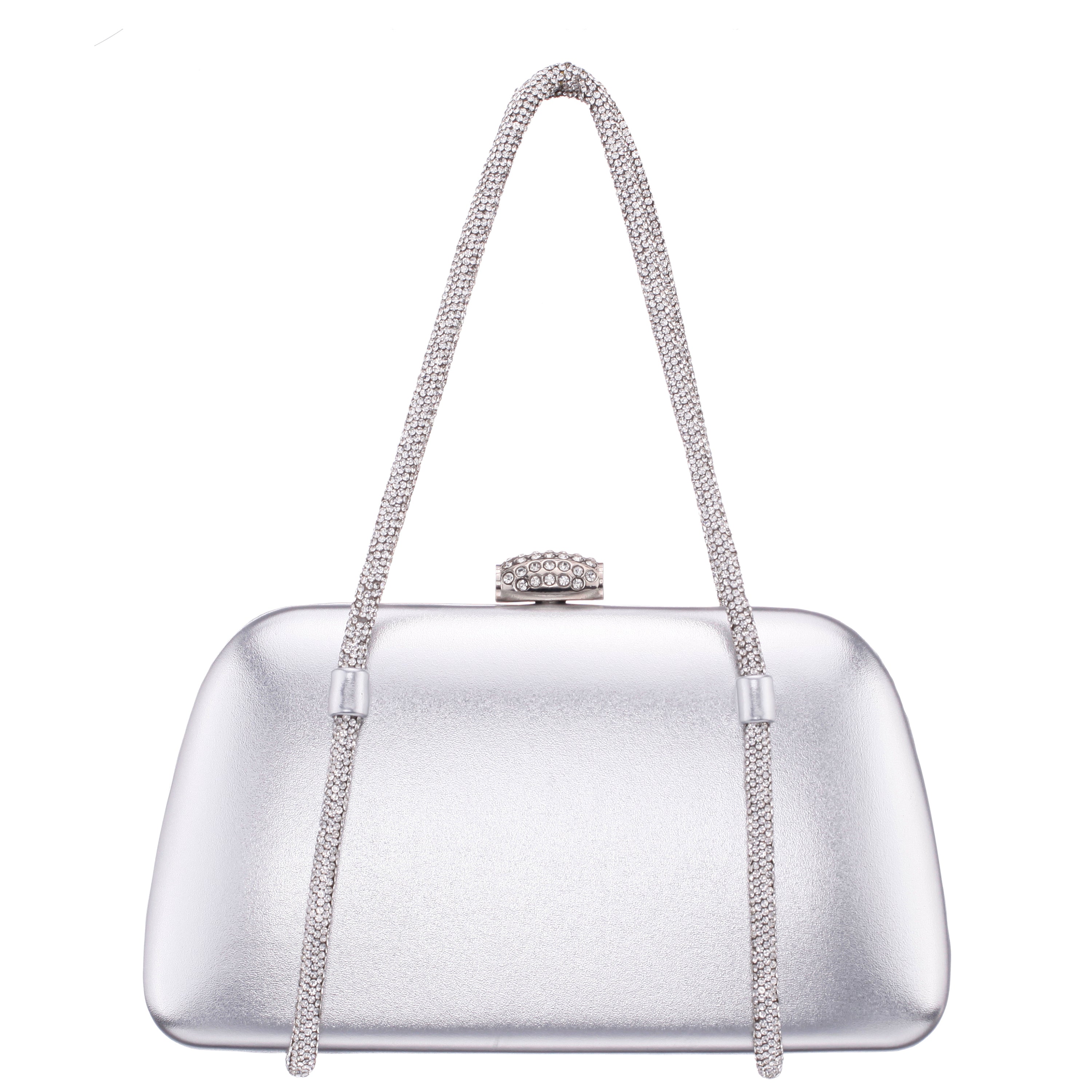 Womens Camara Silver Metal Glaze PU/Glass Crystal Minaudiere