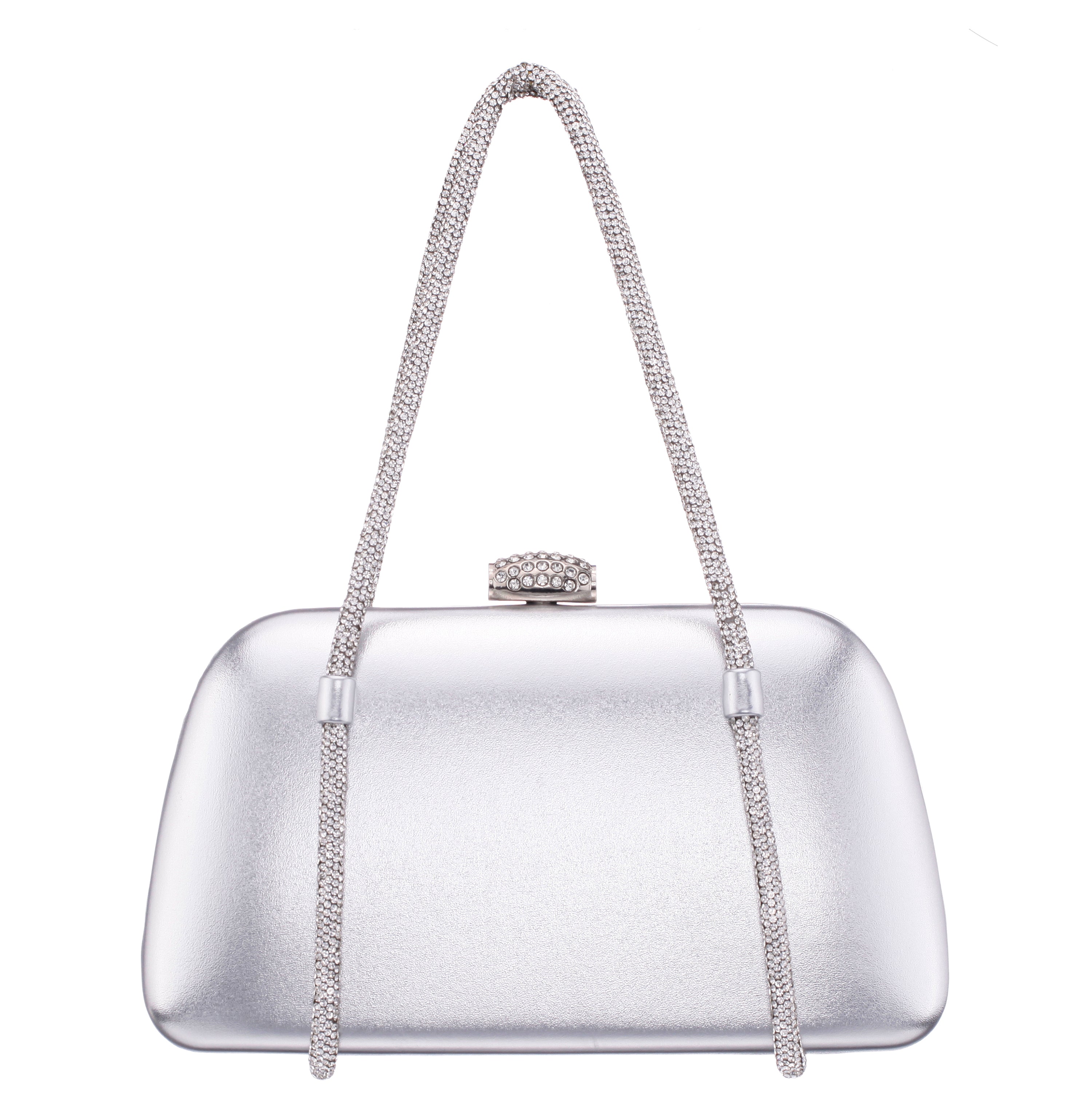 Womens Camara Silver Metal Glaze PU/Glass Crystal Minaudiere