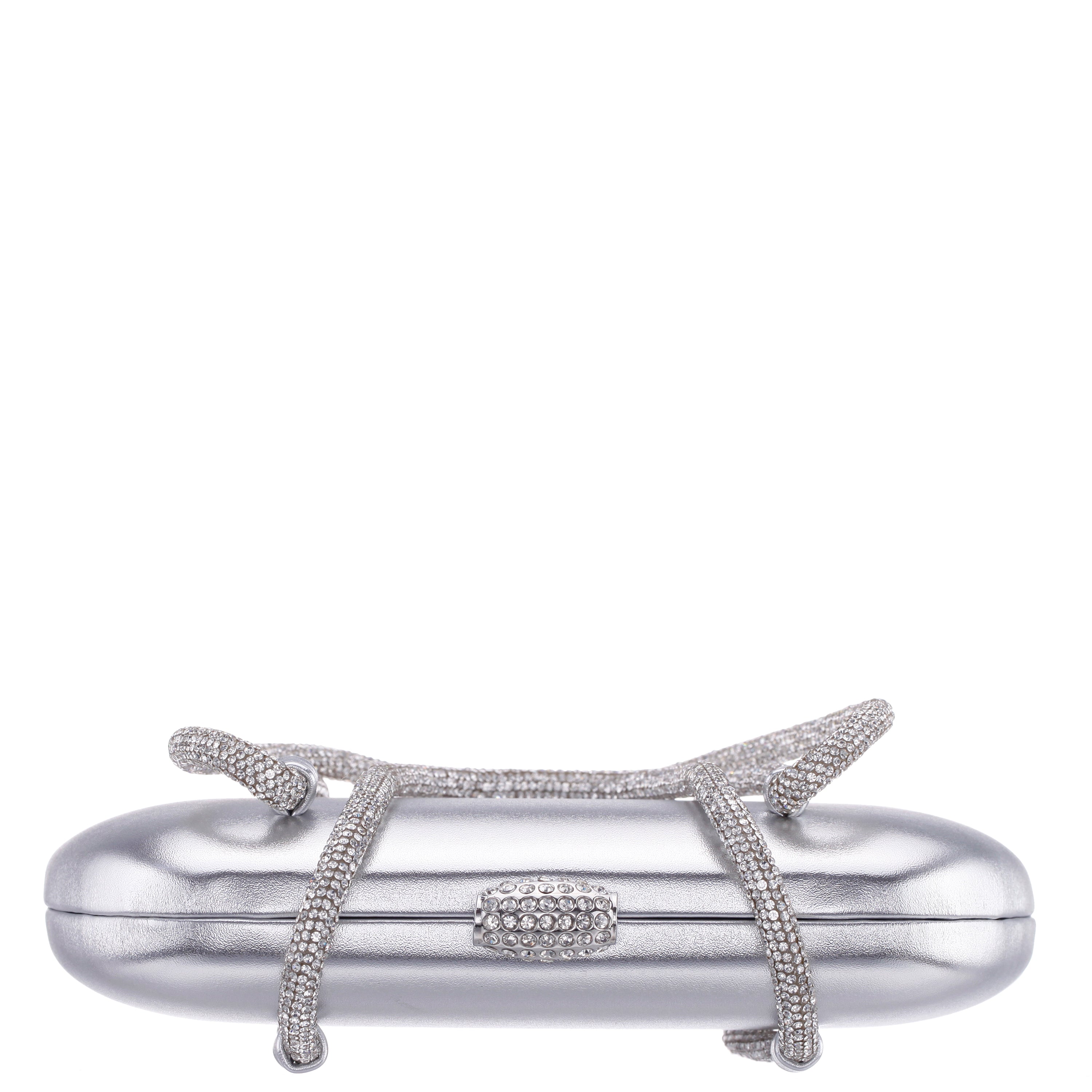 Womens Camara Silver Metal Glaze PU/Glass Crystal Minaudiere