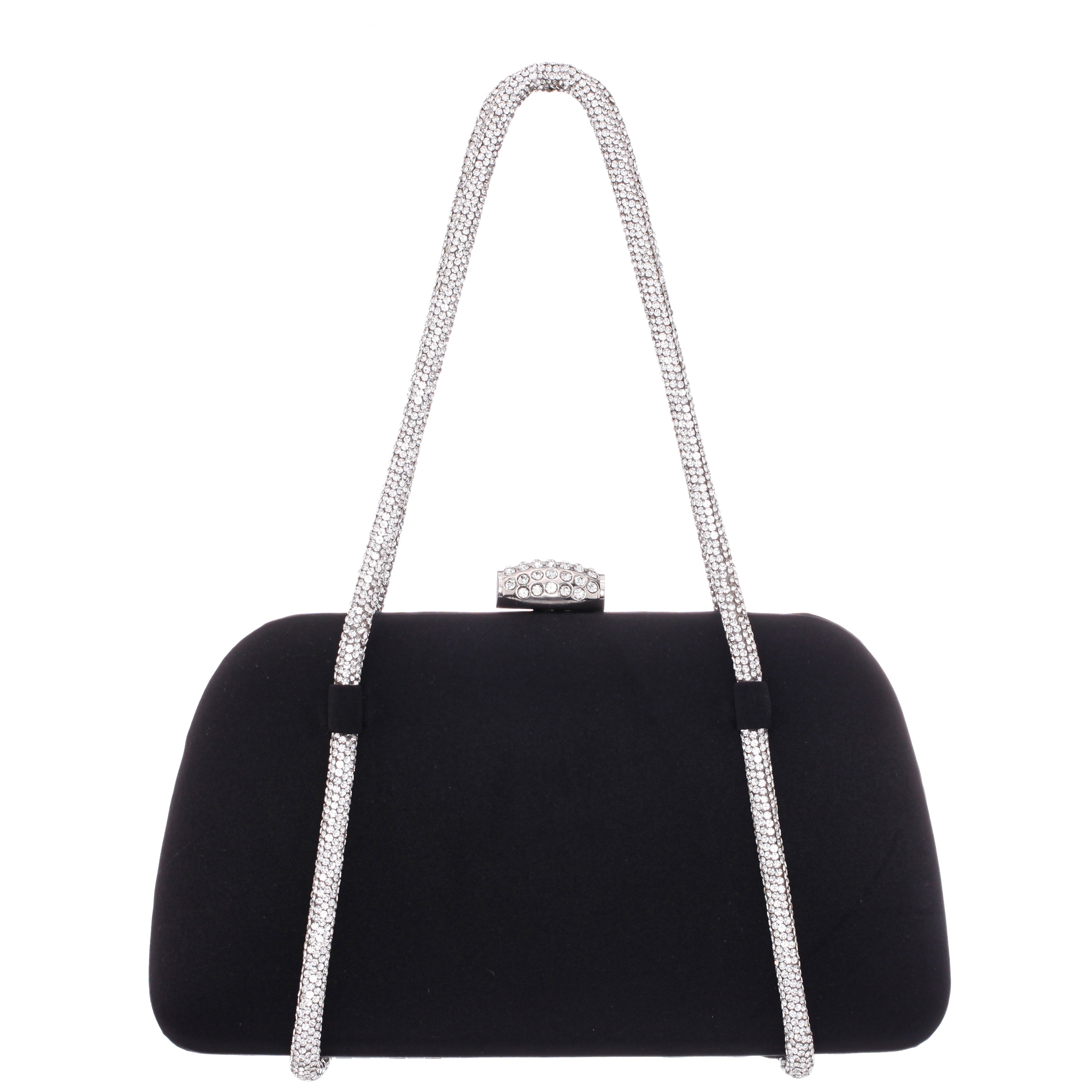 Womens Camara Black Satin/Glass Crystal Minaudiere | Nina Shoes