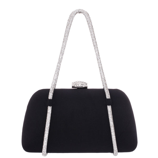 Womens Camara Black Satin/Glass Crystal Minaudiere | Nina Shoes