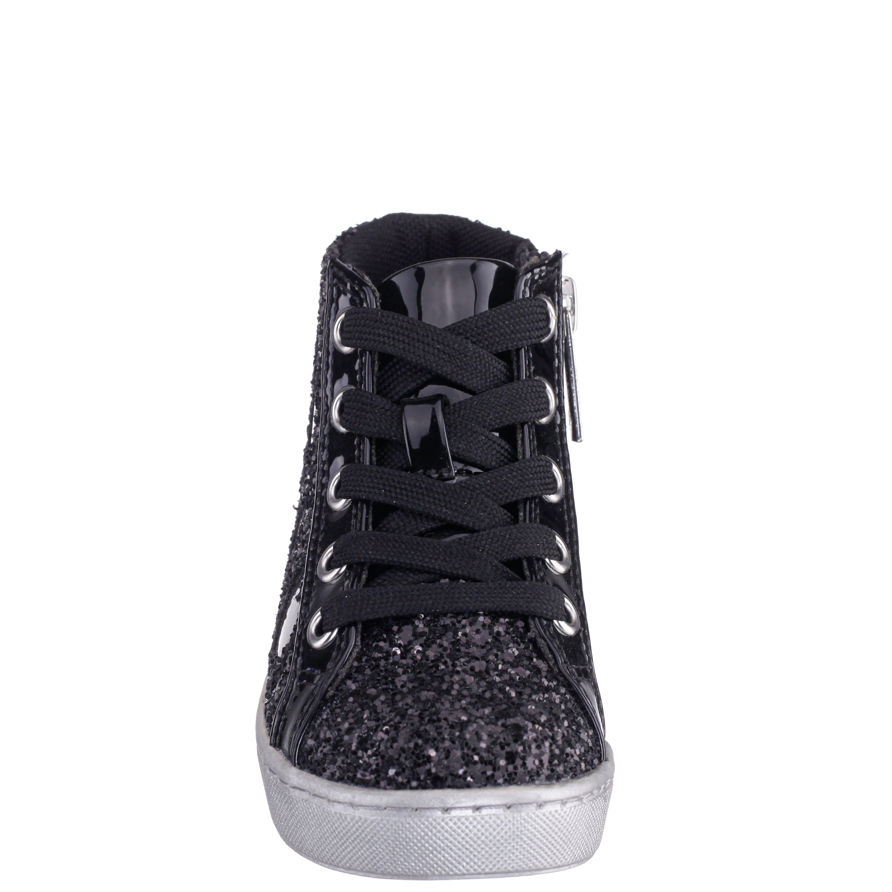 Girls Cass Black Glitter High Top Sneakers | Nina Shoes