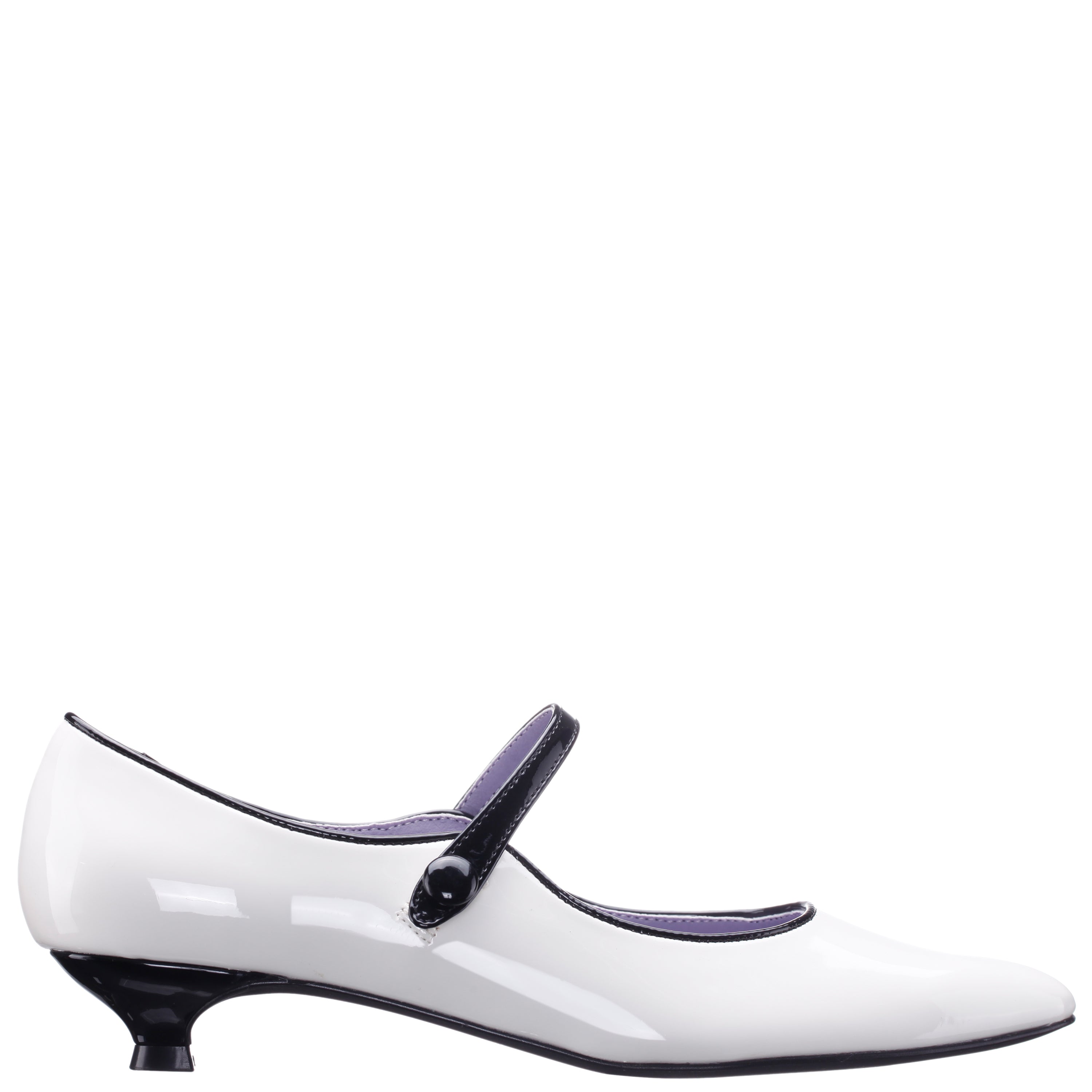 Womens Chic White Mary Jane Low-Heel Pumps