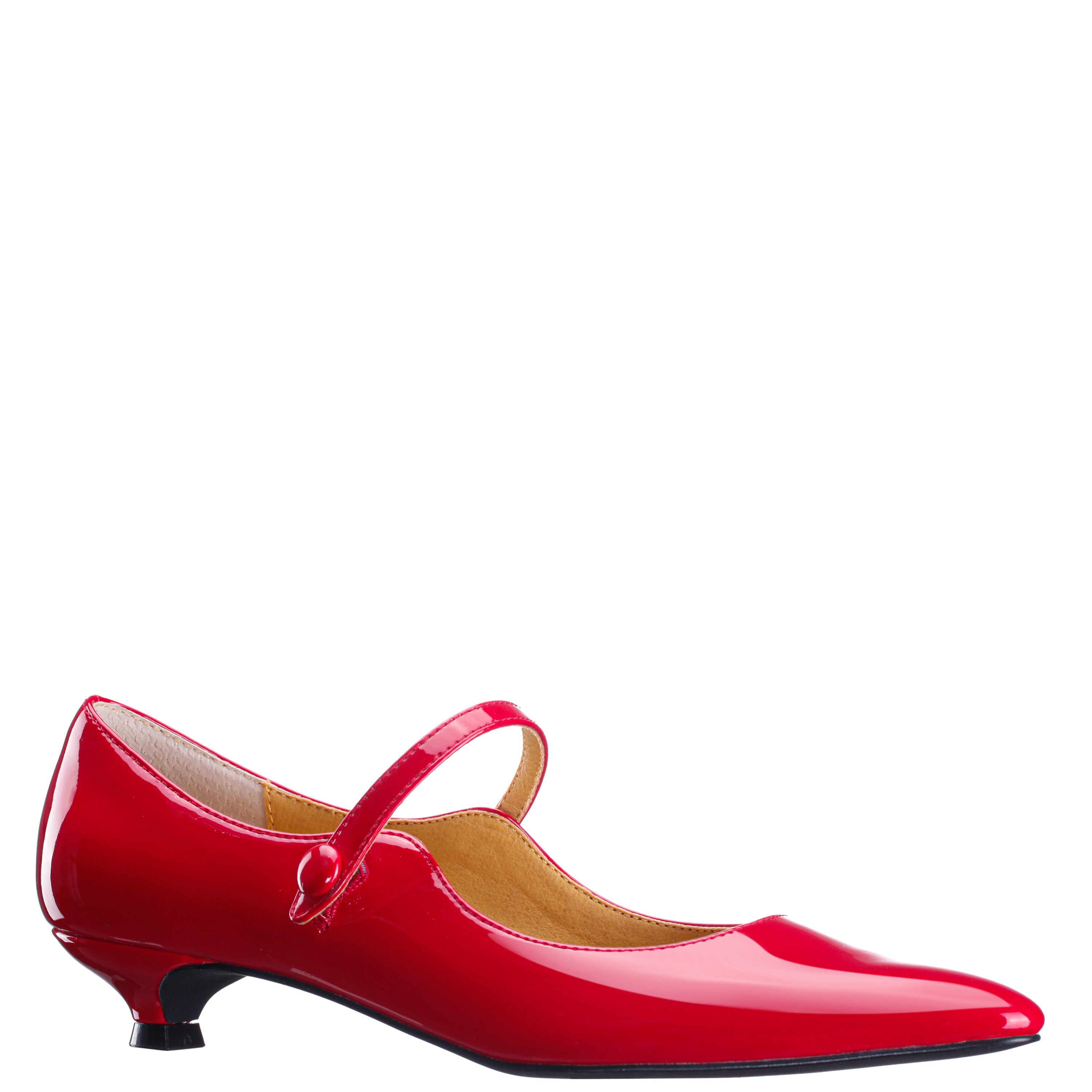 Womens Chic Red Mary Jane Low-Heel Pumps
