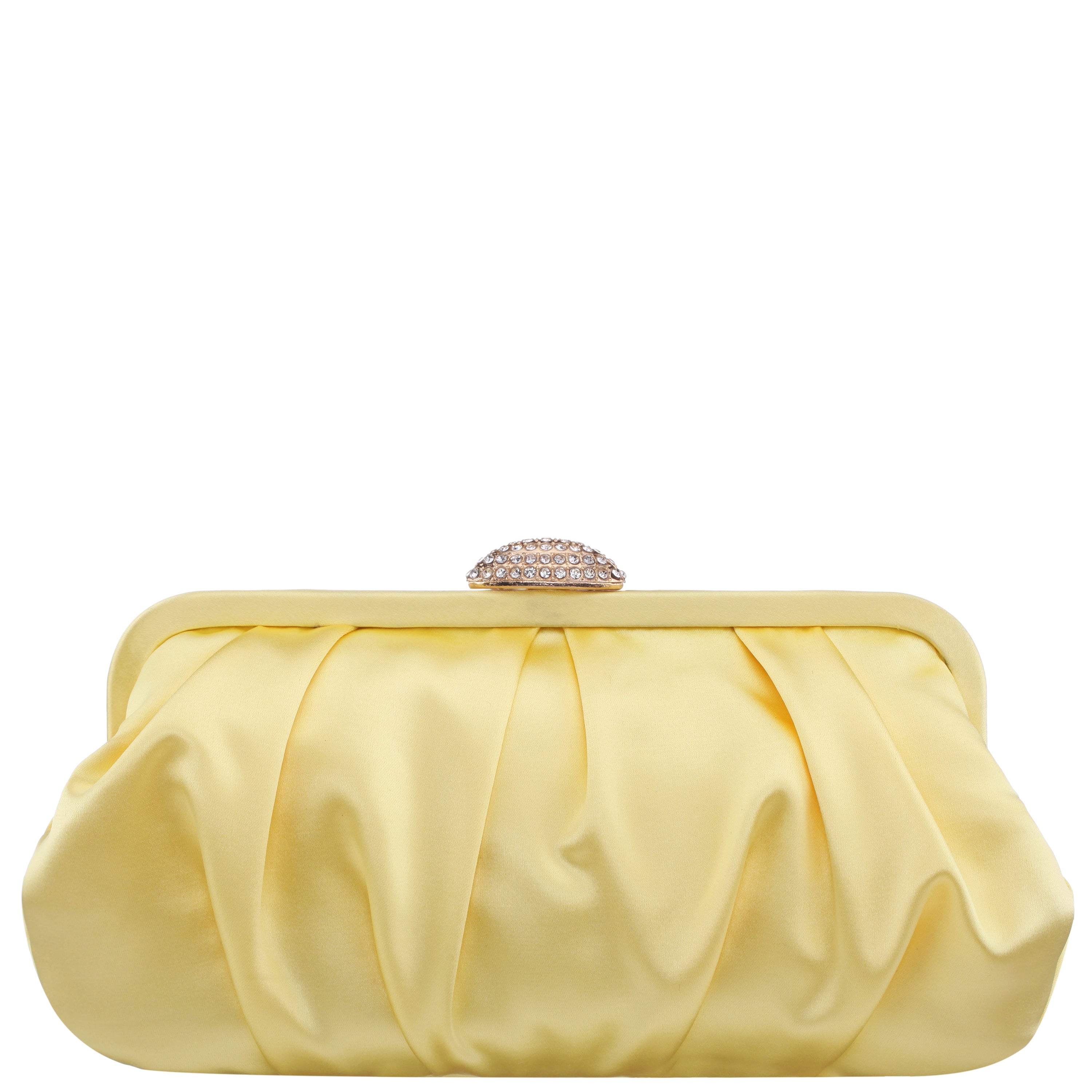 Womens Concord Yellow Satin Frame Clutch | Nina Shoes