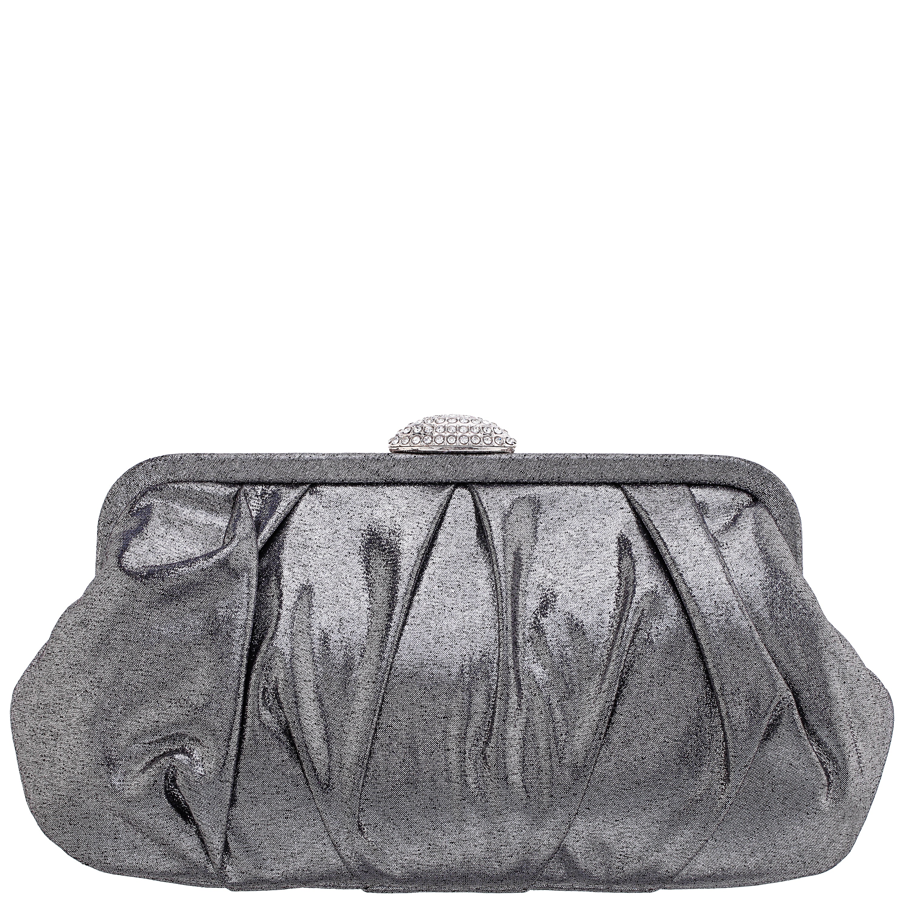 Concord | Gunmetal | One Size | Women's Handbags Womens Concord Grey Pleated Frame Clutch With Crystal Clasp | Nina Shoes