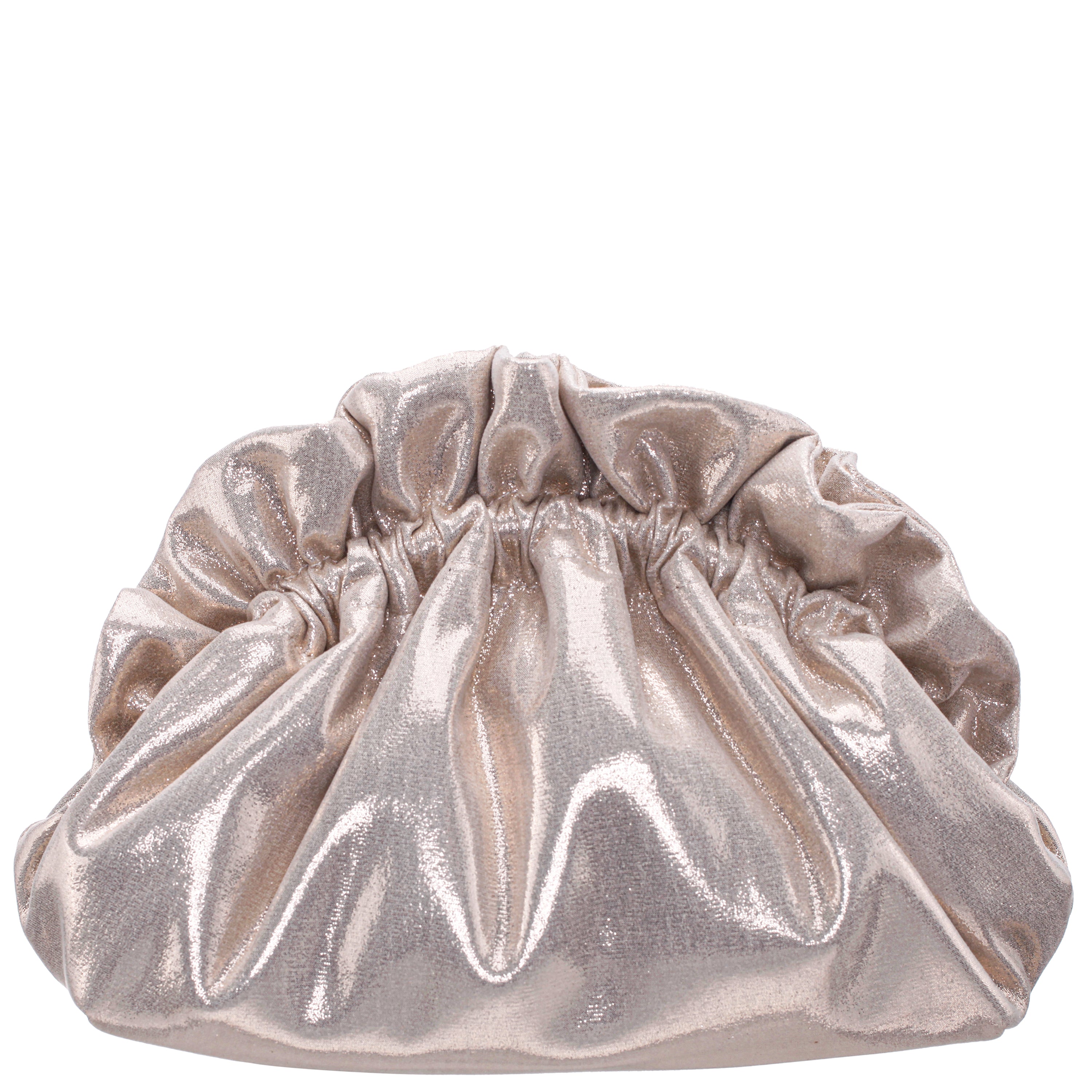 Womens Cristy Platino Metallic Gathered Crossbody Pouch Bag | Nina