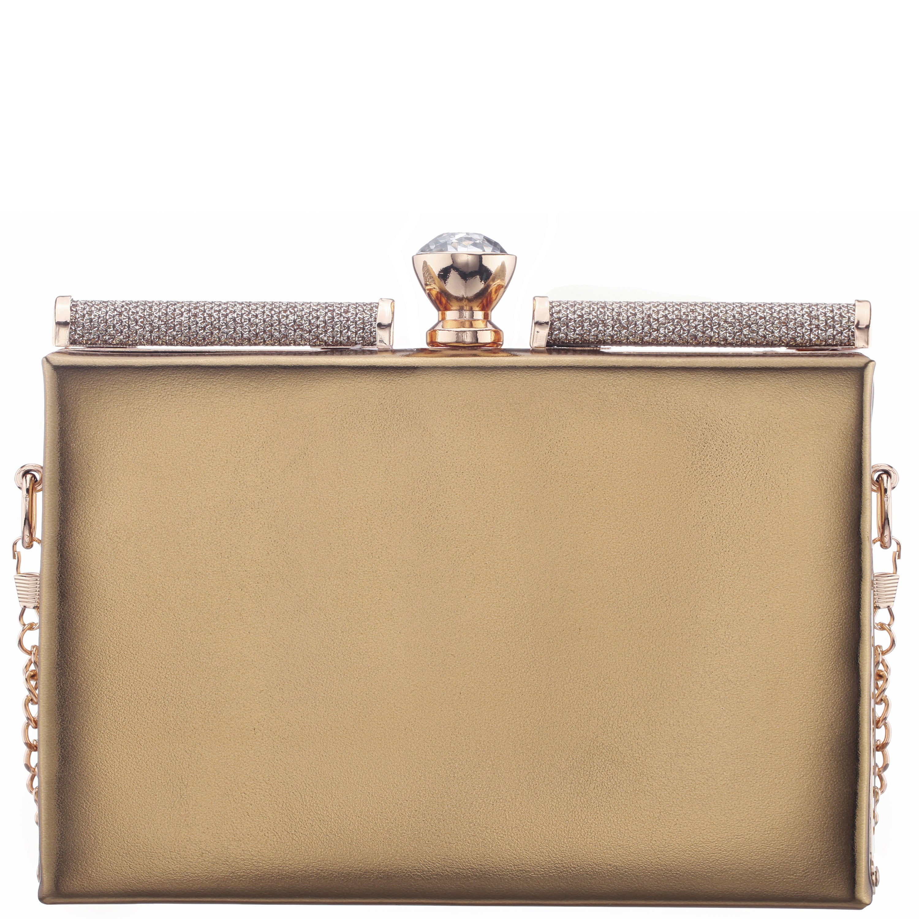 bibiy 美品 Womens Darby Brown Met Foil PU Frame Clutch | Nina Shoes