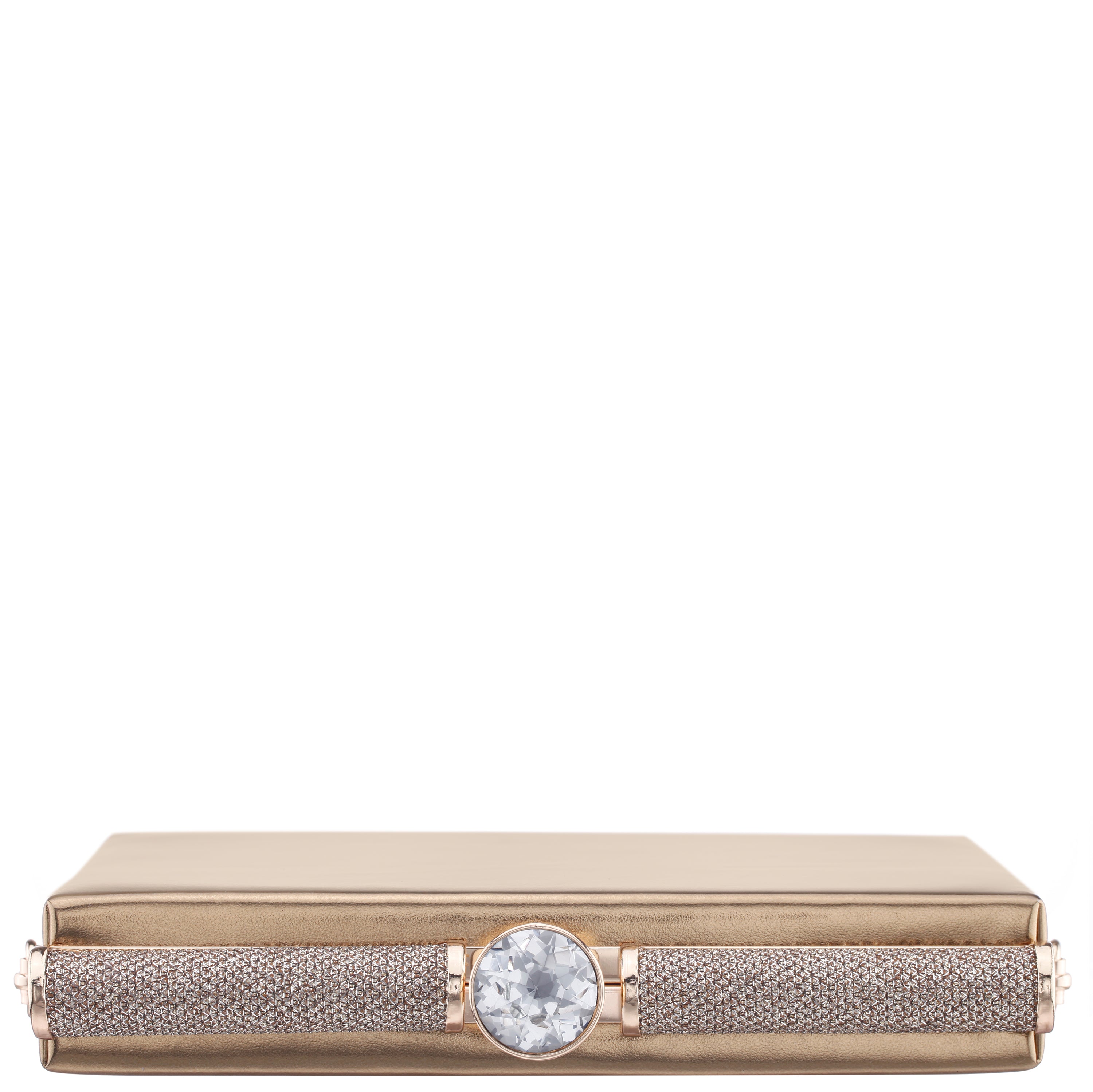 Womens Darby Brown Met Foil PU Frame Clutch | Nina Shoes