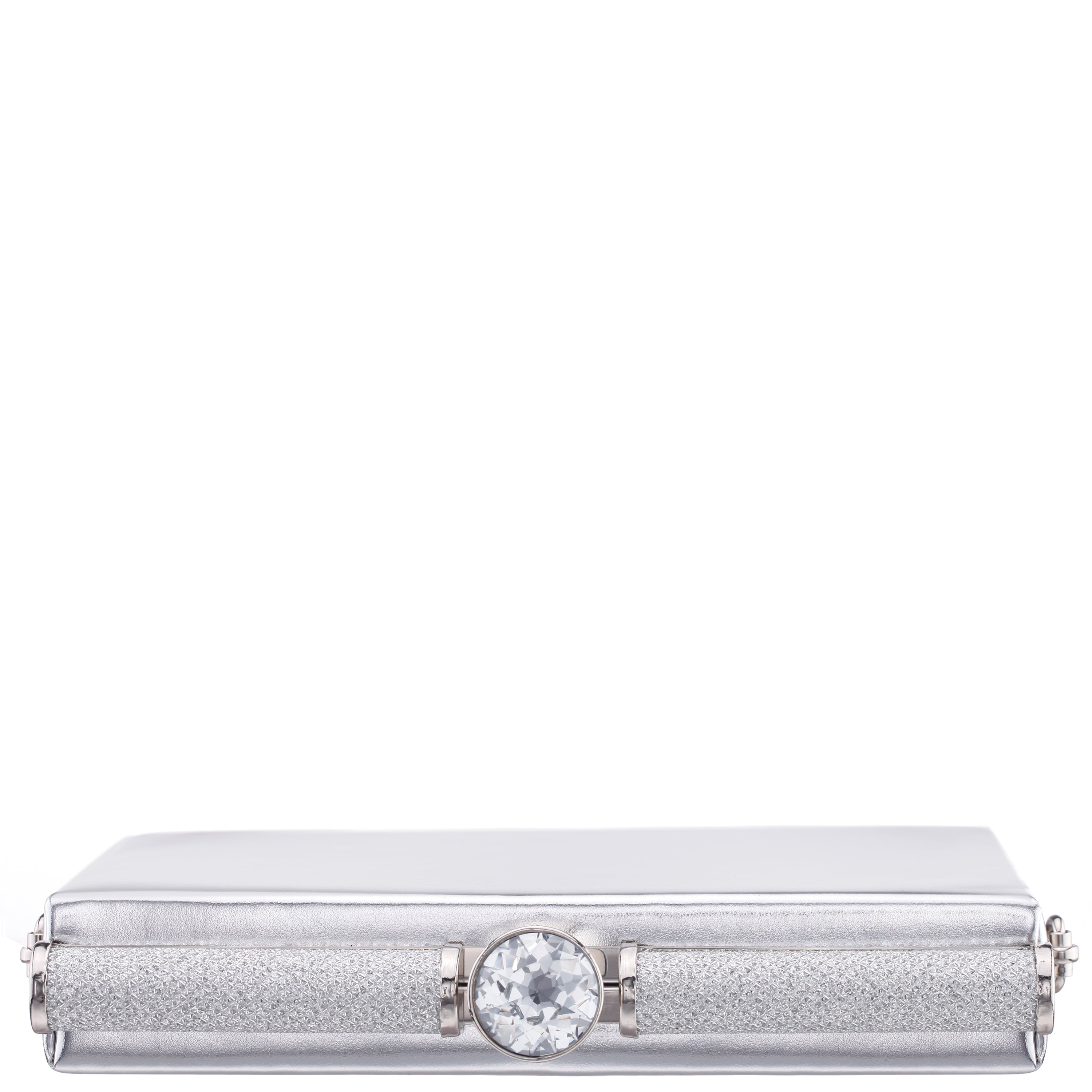 Womens Darby Silver Met Foil PU Frame Clutch | Nina Shoes