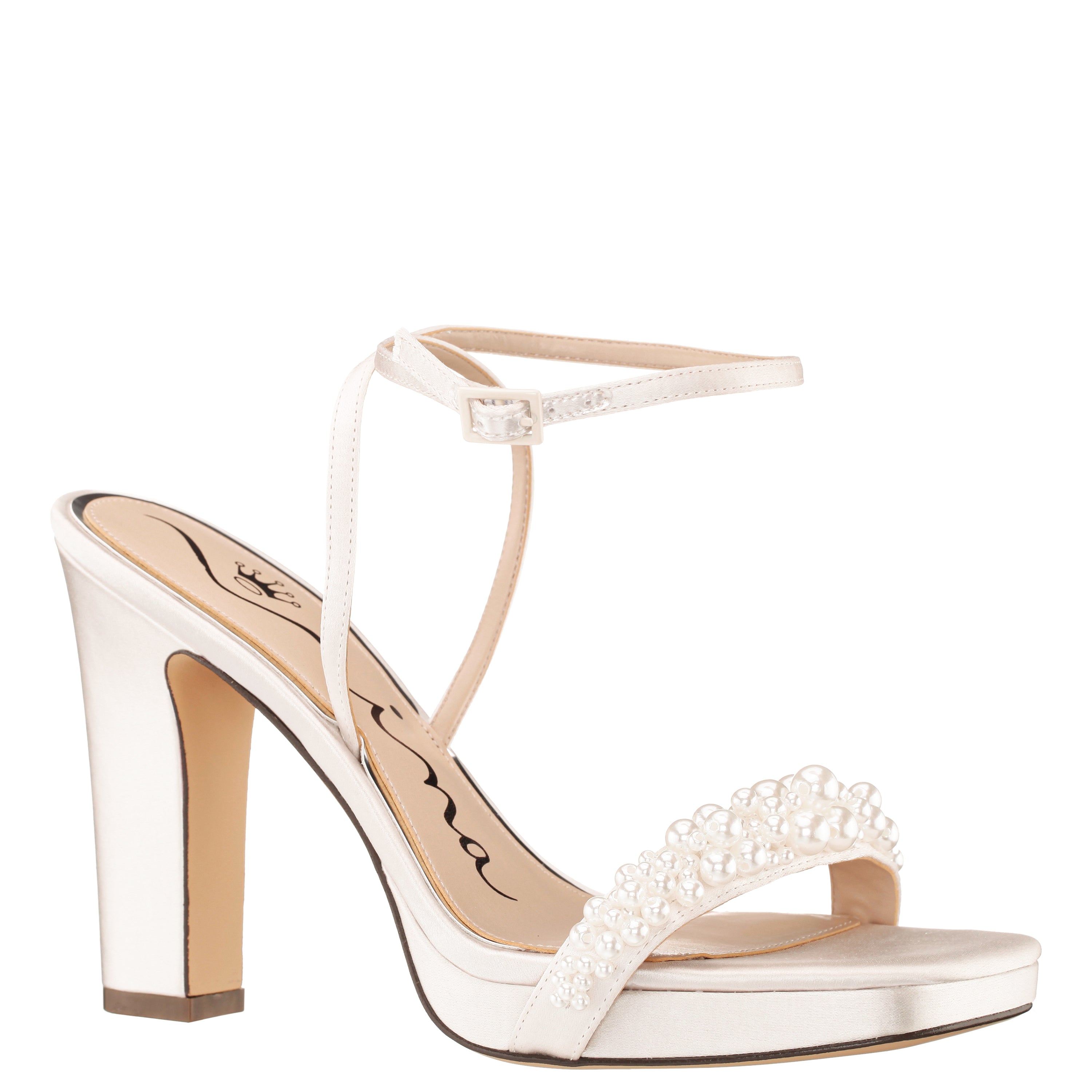 Womens Evette White Sandal High-Heel Platform | Nina Shoes
