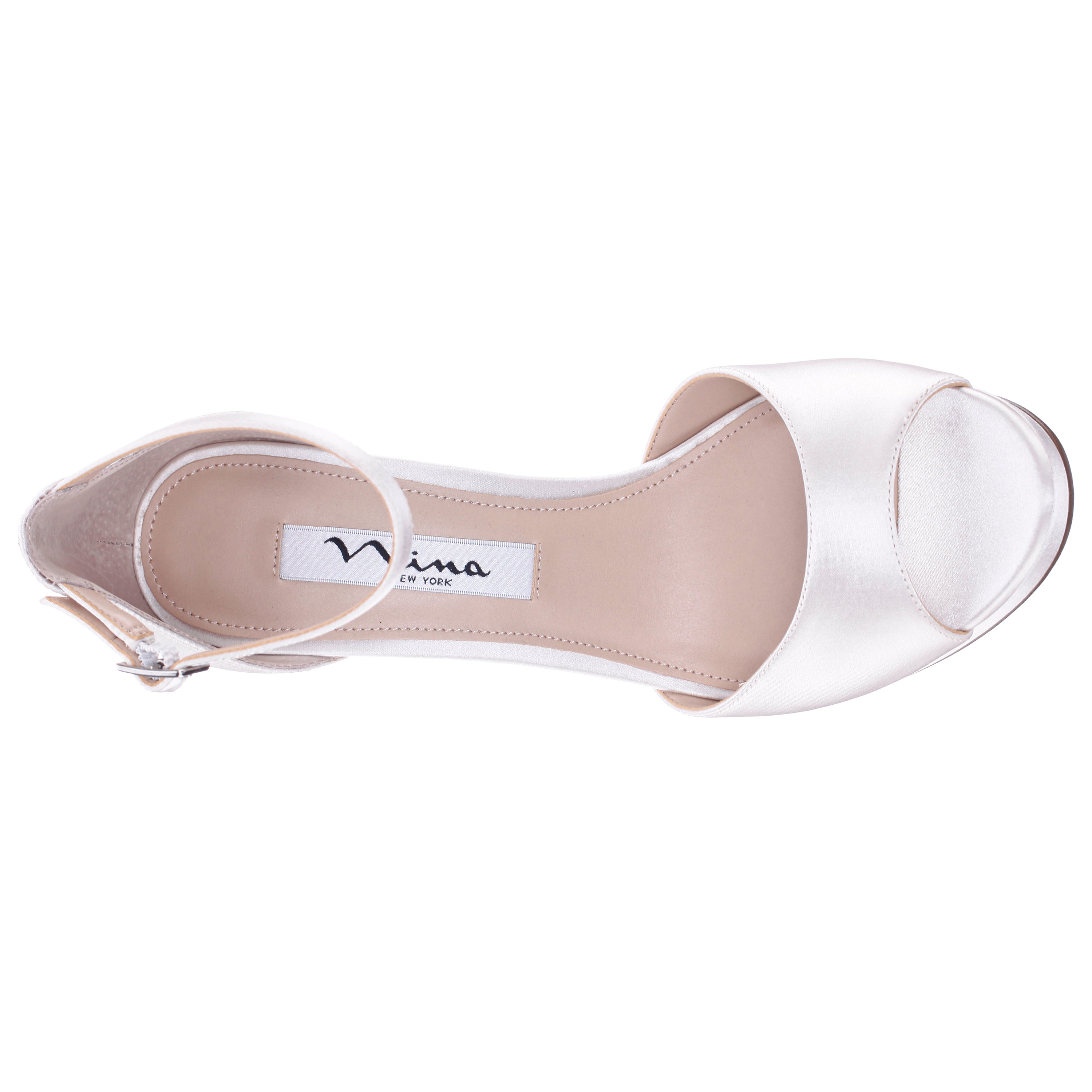 Womens Famia White Satin Stiletto Platform Sandals with Ankle